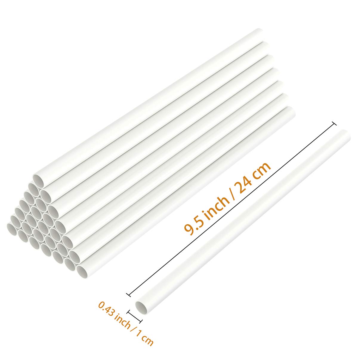 White Plastic Cake Dowel Rods for Tiered Cake Construction - 0.4 Inch Diameter, 9.5 Inch Length - Sturdy Support for Wedding, Birthday & Special Occasion Cakes - Perfect for Professional Bakers & Home Bakers