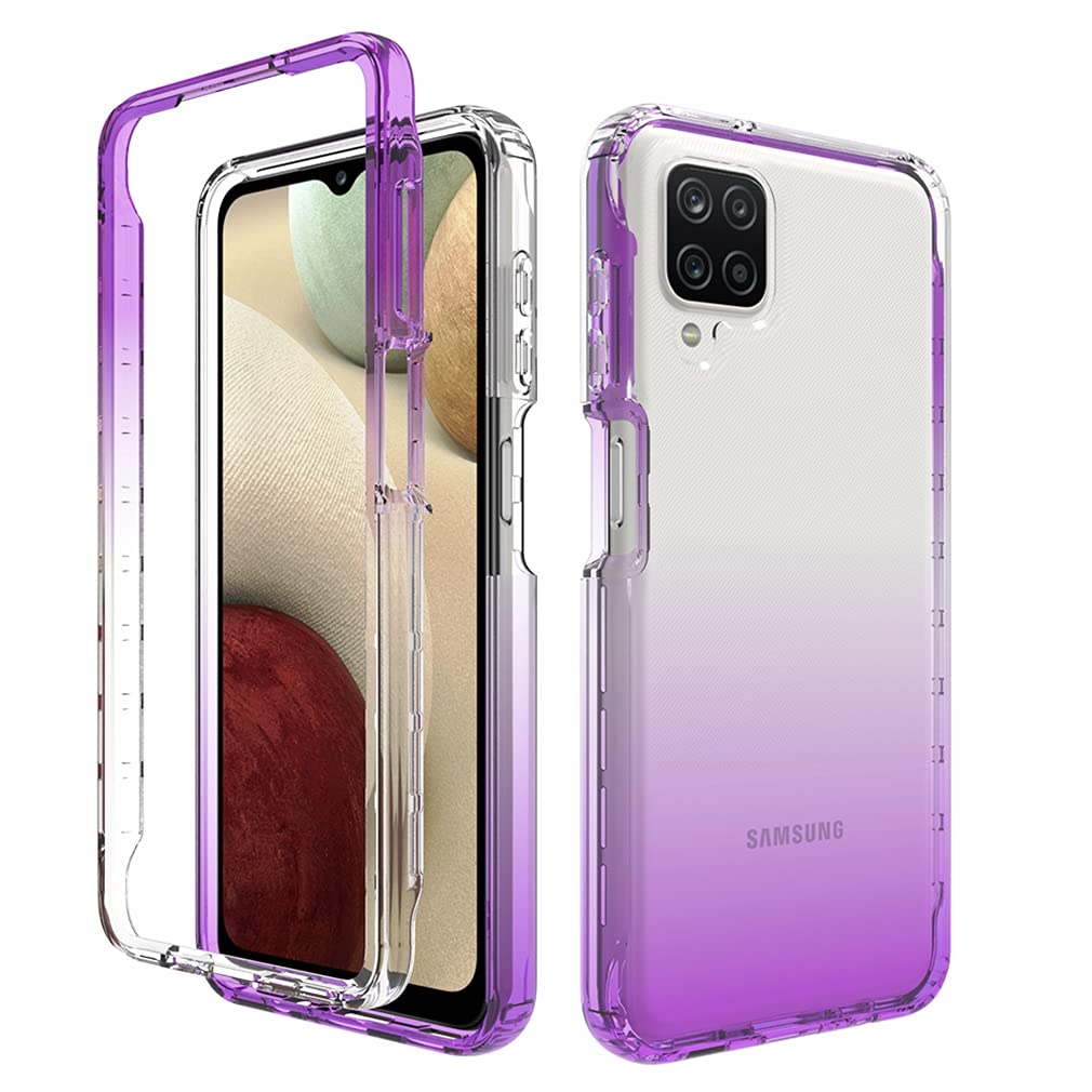 Samsung Galaxy A12 5G Phone Case for Women - Shockproof Clear TPU Protective Cover with Full Body Protection (Purple) - Perfect for Everyday Use, Work & Travel