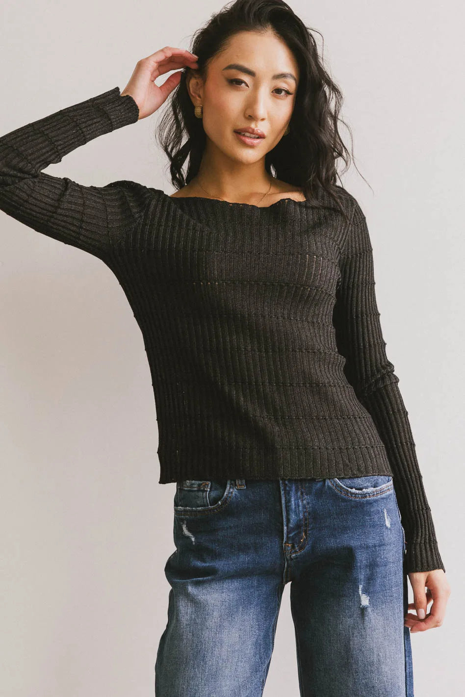 Gemma Sheer Ribbed Top in Black - Women's Sexy Sleeveless Stretch Knit Shirt for Night Out, Party & Date Night - FINAL SALE