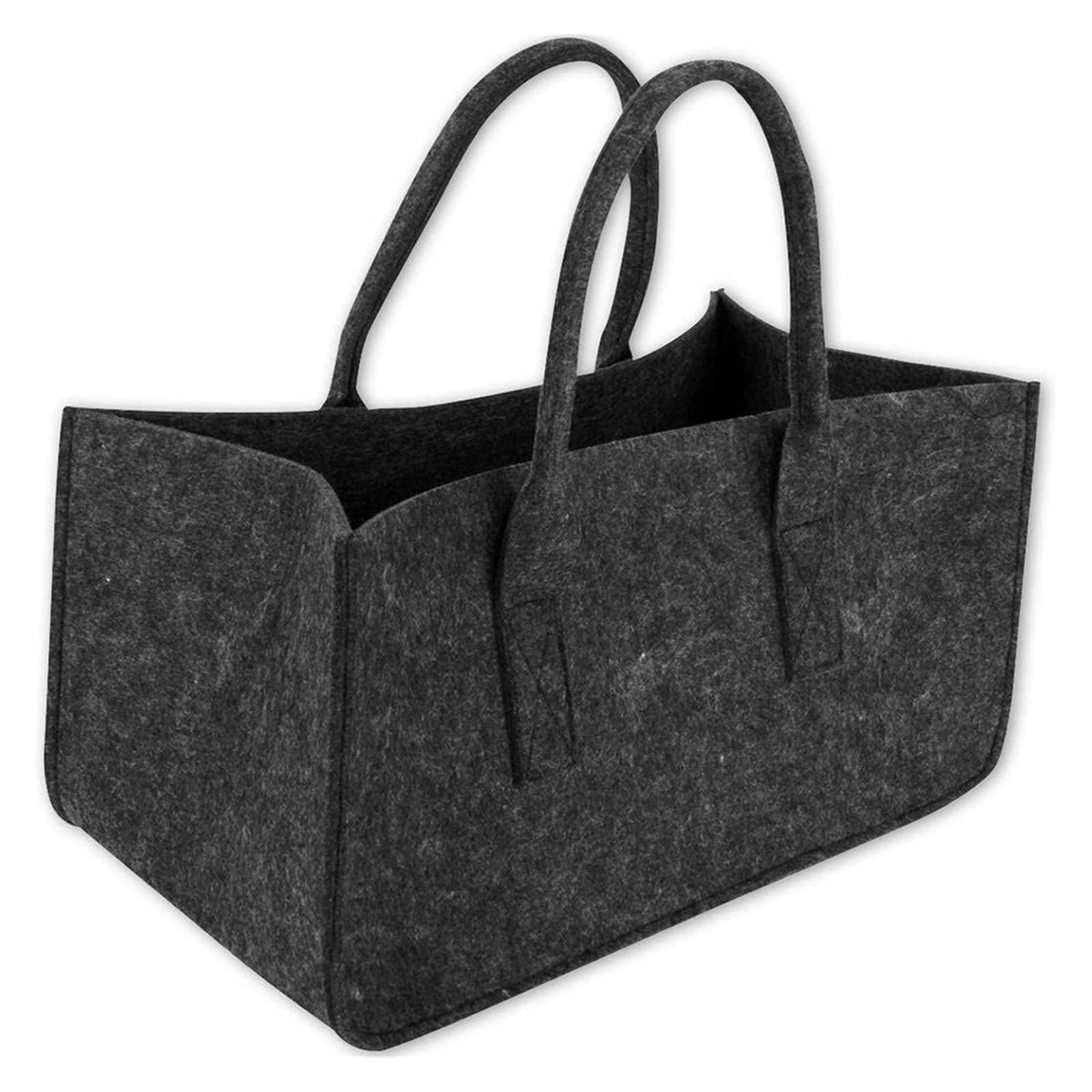 Premium Felt Firewood Bag with Dual Wooden Handles - Durable Non-Woven Log Carrier for Indoor/Outdoor Use - Perfect for Fireplace, Camping, and Wood Storage