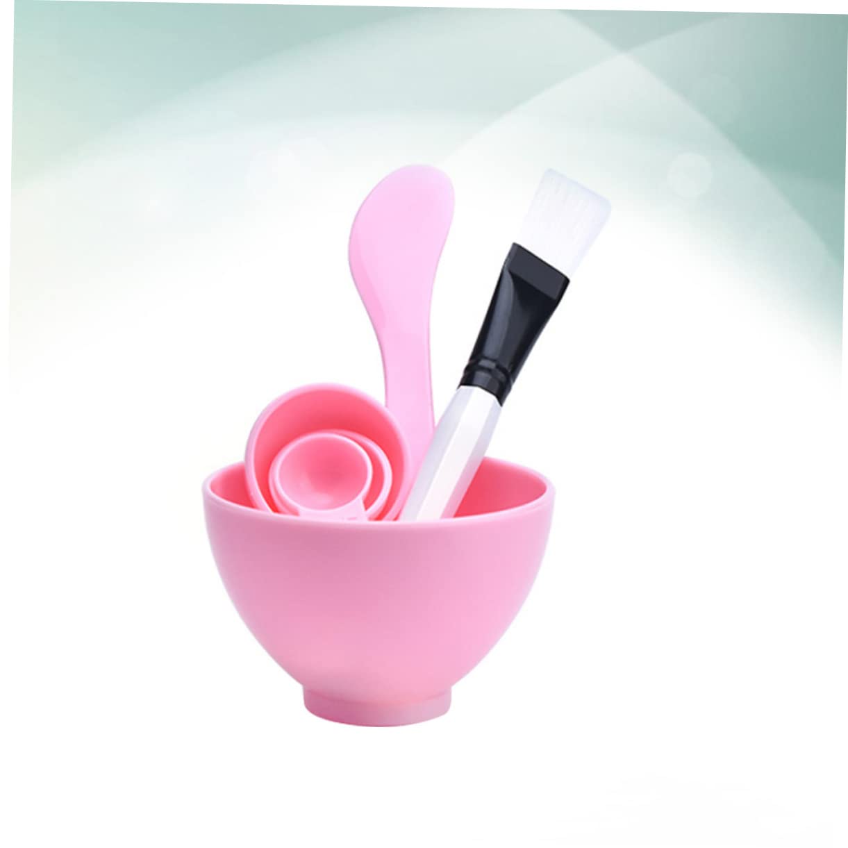4-Piece Plastic Facial Mask Bowl Set with Measuring Tool - Gentle & Durable for DIY Skincare, Spa, and Beauty Treatments (Random Colors)