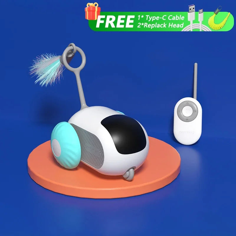 Automatic Rolling Smart Cat Toy Car with Remote Control - Interactive Pet Toy for Indoor Play, Exercise & Entertainment - Perfect for Kittens & Adult Cats