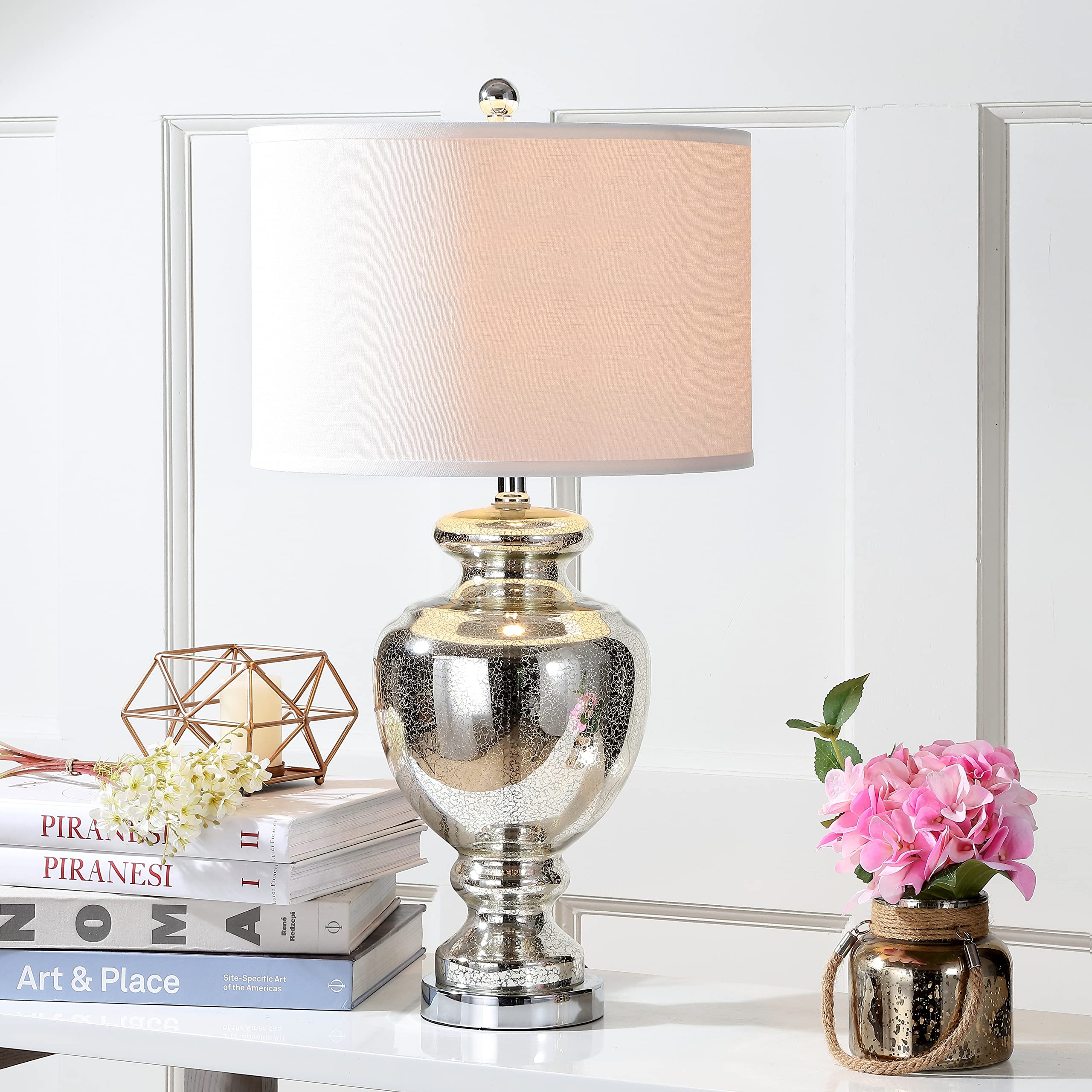 SAFAVIEH Morocco Mercury Silver Crackle Glass Table Lamp Set of 2 - 28