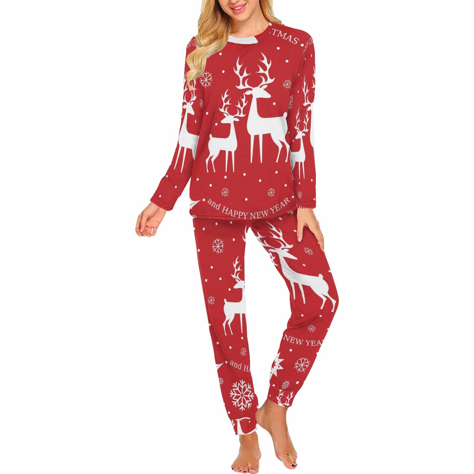 InterestPrint Women's Cute Penguin Snowmobile Pajama Set - 2-Piece Sleepwear & Lounge Wear for Women | Cozy Winter Nights & Relaxing at Home