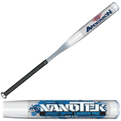 Anderson 011027 Nanotek Slowpitch Softball Bat - Silver/Blue - USSSA Approved for Adult League Play & Tournament Games