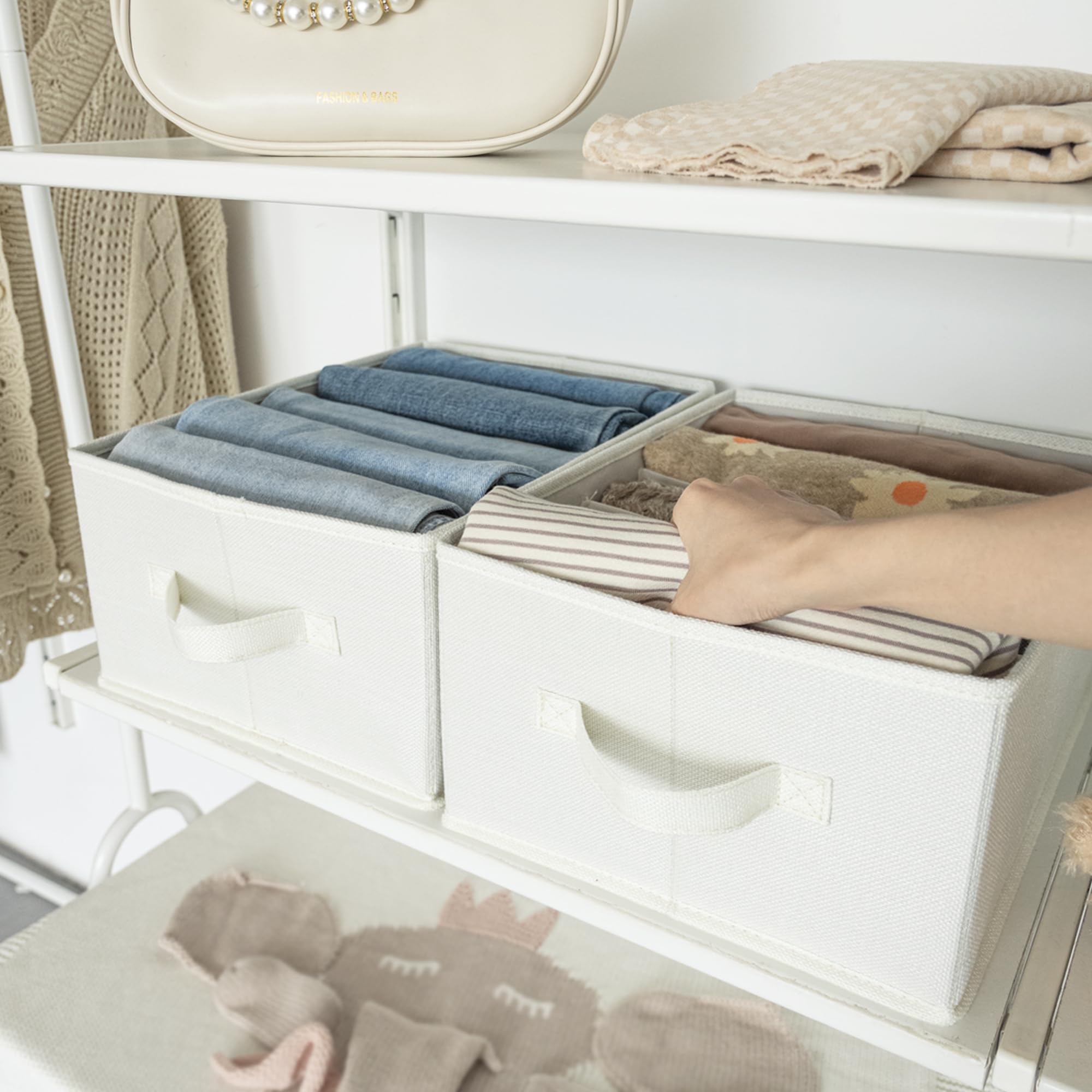 GRANNY SAYS 6-Pack Beige Jean Organizer for Closet - Wardrobe Storage Drawer Organizer for Pants, T-Shirts & Clothes | Perfect for Bedroom Closet, Dresser Drawers & Travel Luggage Organization