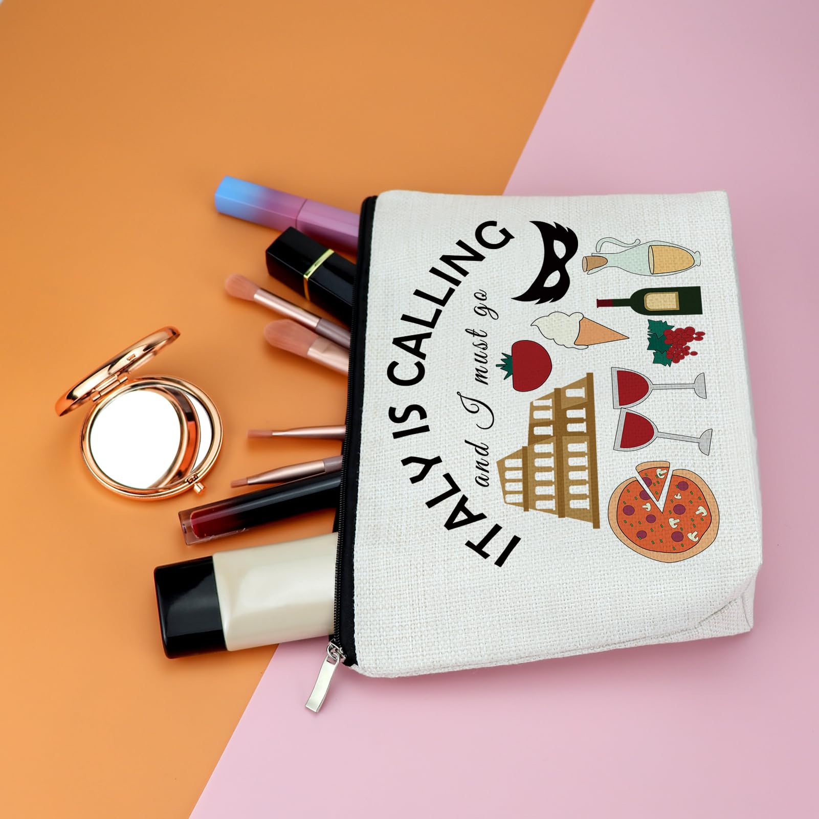 Italy Themed Makeup Bag for Women & Girls - Perfect Travel Cosmetic Organizer, Italy Souvenir Gift for Friends, Sister, Birthday, Christmas - Ideal for Italy Trips, Vacations & Daily Use