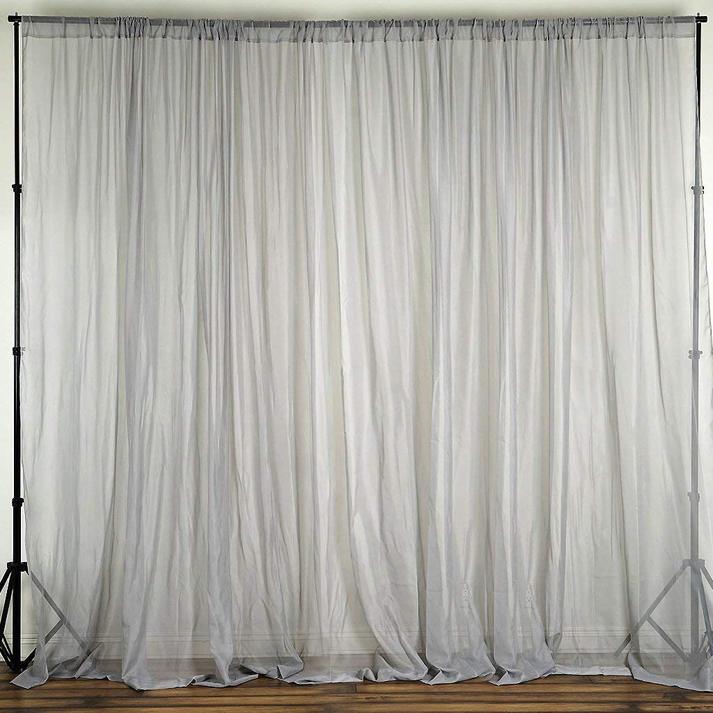 Sheer Lightweight Silver Chiffon Window Curtain Panel - 58