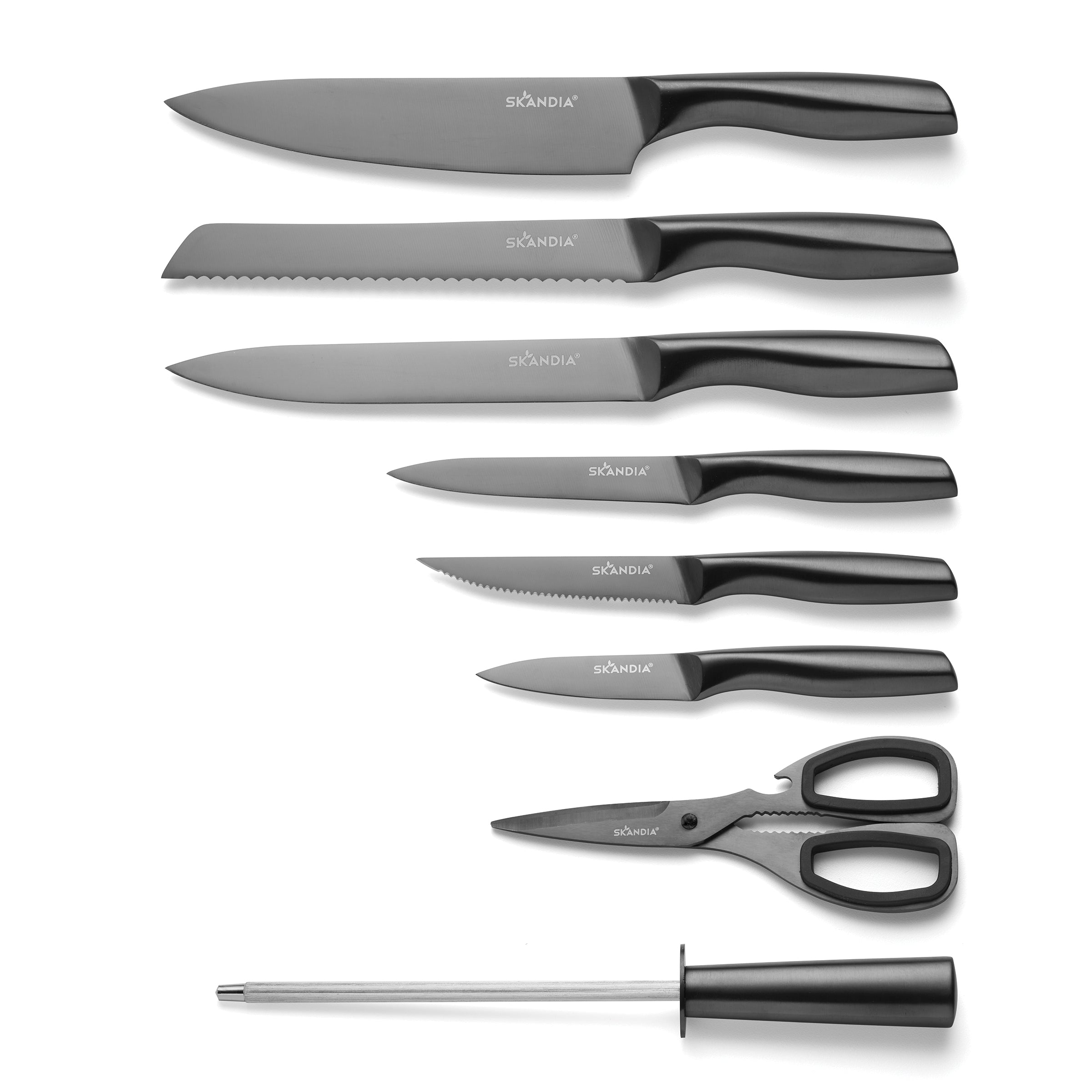 Ashton 12-Piece Stainless Steel Knife Block Set with Wooden Stand - Complete Kitchen Cutlery for Chopping, Slicing & Dicing - Perfect for Home Chefs & Cooking Enthusiasts