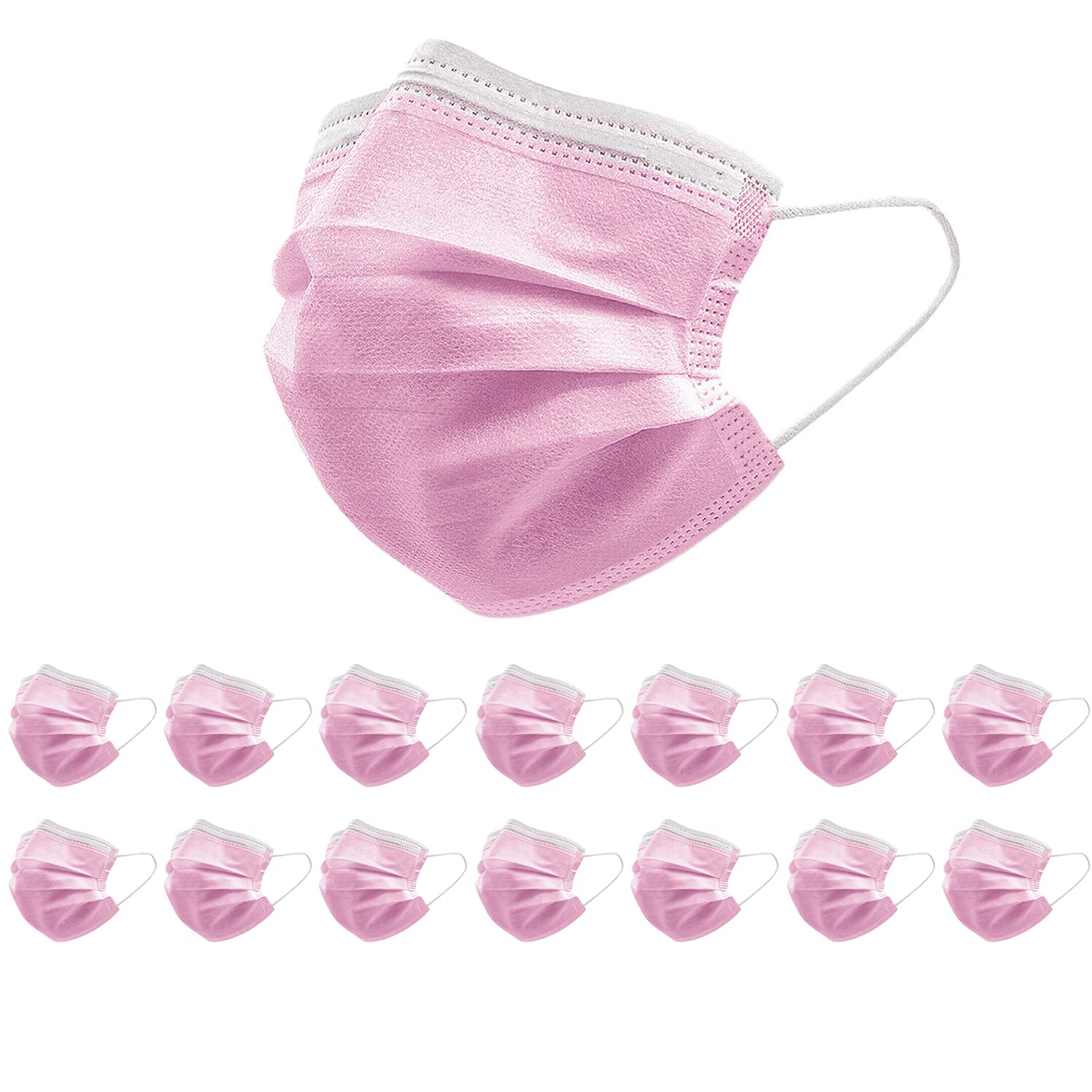 2000 Pcs Bulk Disposable Face Masks - 3-Layer Thick & Breathable Protection (Pink) - Ideal for Daily Use, Travel, and Public Safety