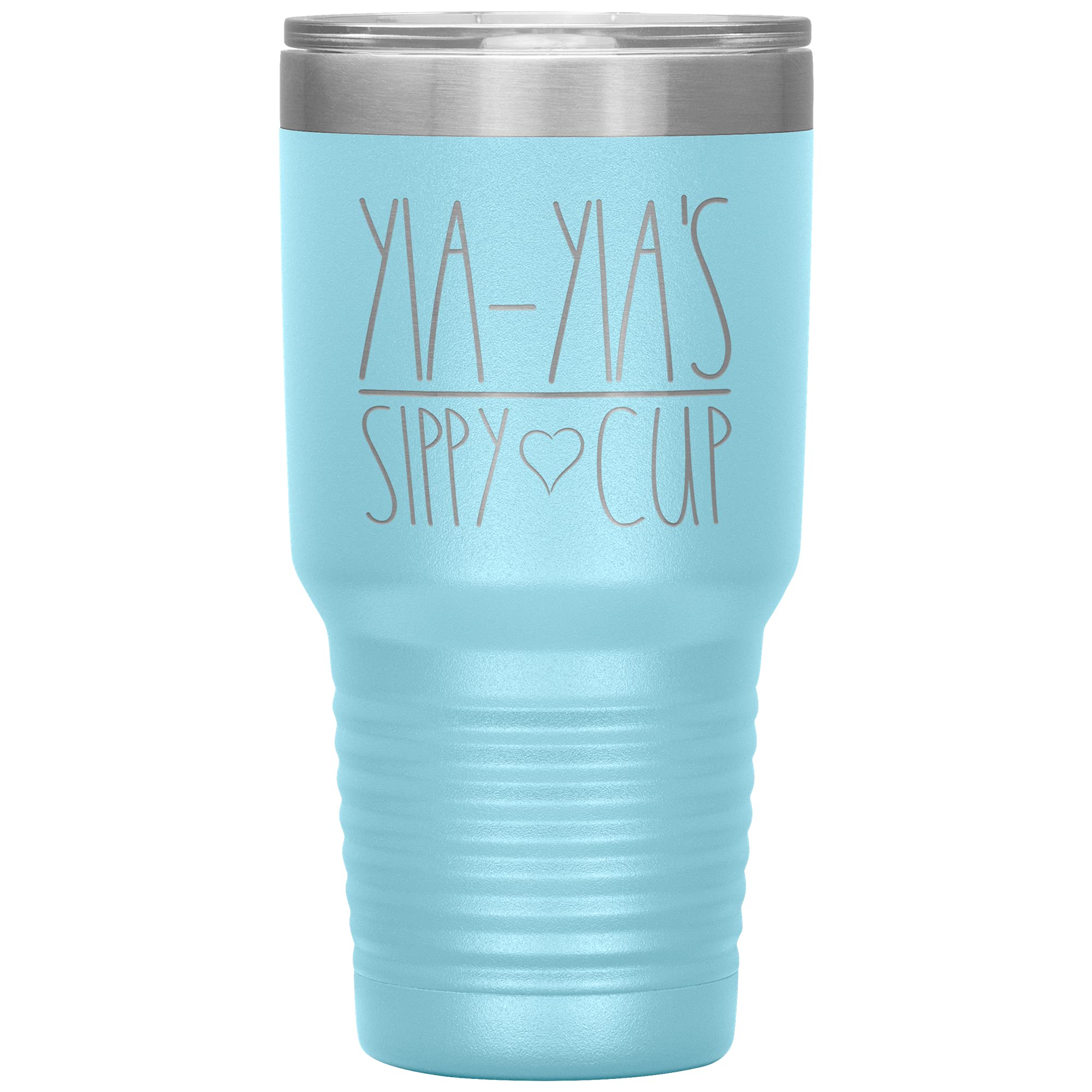 Yia-Yia's 30oz Vacuum Insulated Tumbler with Lid - Leakproof Sippy Cup for Toddlers - 12 Color Options (Light Blue) - Perfect Birthday Gift for Grandmothers & Toddlers - Great for Travel, Home & Daycare Use