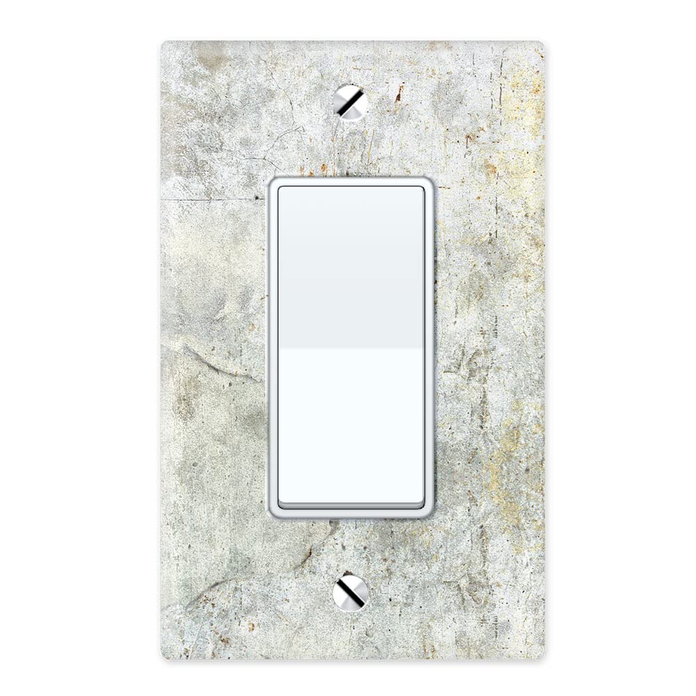 WIRESTER Single Gang Decorator Light Switch Plate Cover - Abstract Grey Vintage Grunge Wall Plate for Home & Office Decor | Durable Switch Plate Cover for Living Room, Bedroom, Kitchen