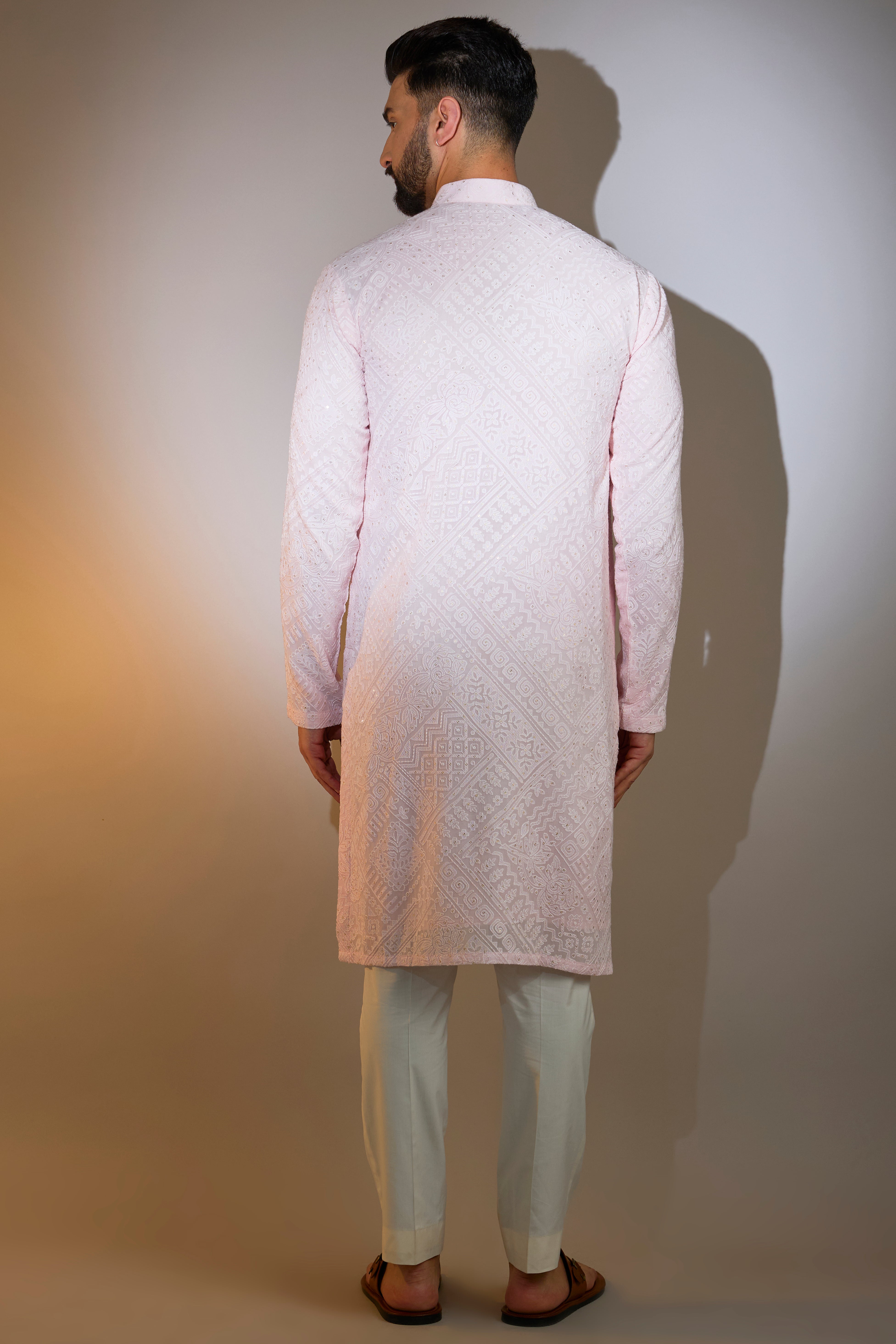 Elegant Powder Pink Chikankari Kurta for Women - Traditional Indian Embroidered Tunic - Perfect for Festivals, Weddings & Casual Wear