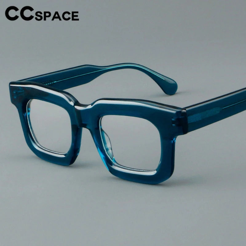 CCspace Unisex Full Rim Square Thick Acetate Eyeglasses Frame 301902 - Stylish & Durable for Work, Reading & Fashion