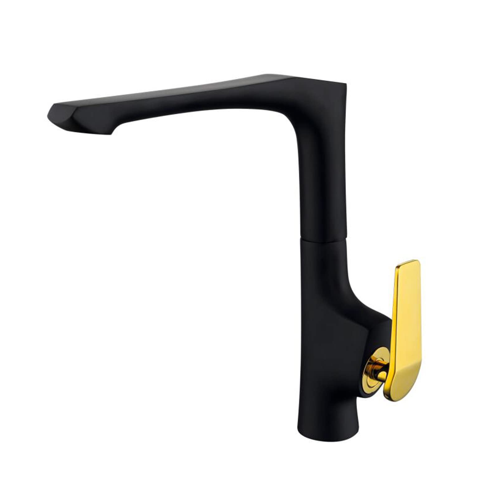 Single-Handle Kitchen Faucet with Hot & Cold Water - Brass Deck Mount Sink Faucet, Single Hole Mixer Tap in Black - Perfect for Home Kitchen, Laundry Room & Restaurant Use