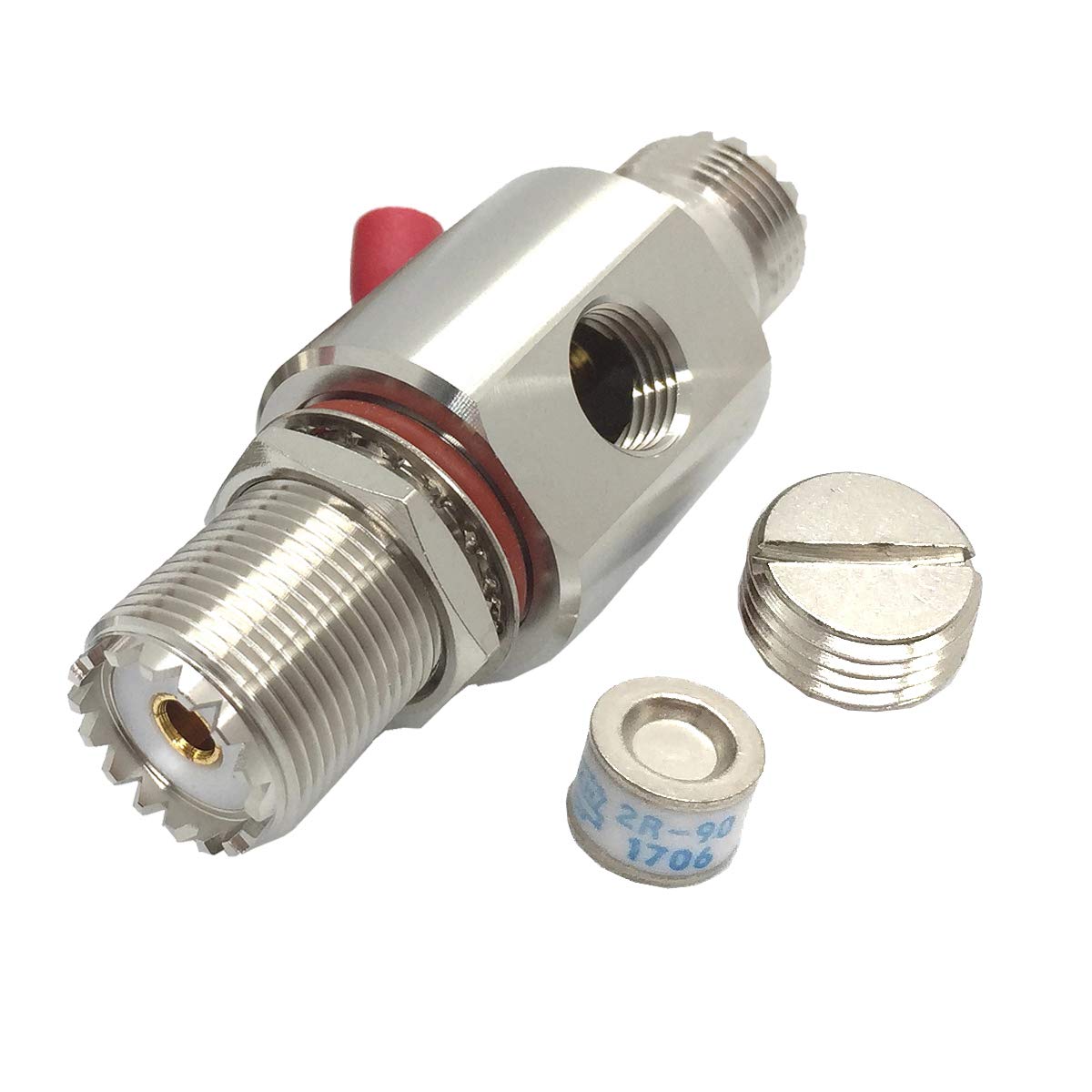 PL-259 UHF Lightning Surge Protector - Female to Female Lightning Arrestor for CB Ham Radio Antennas | Weatherproof Bulkhead Connector for Outdoor Antenna Protection & Lightning Safety