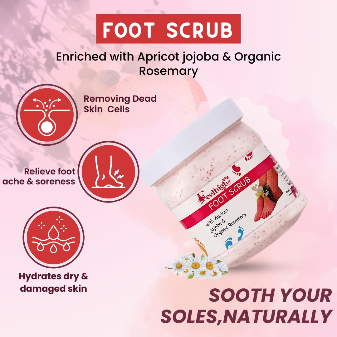 Feelhigh Charcoal Deep Cleansing Face Scrub & Foot Exfoliator for Dead Skin Removal - 500ml Each | Detoxifying Facial Cleanser & Pedicure Foot Care for Smooth Skin at Home