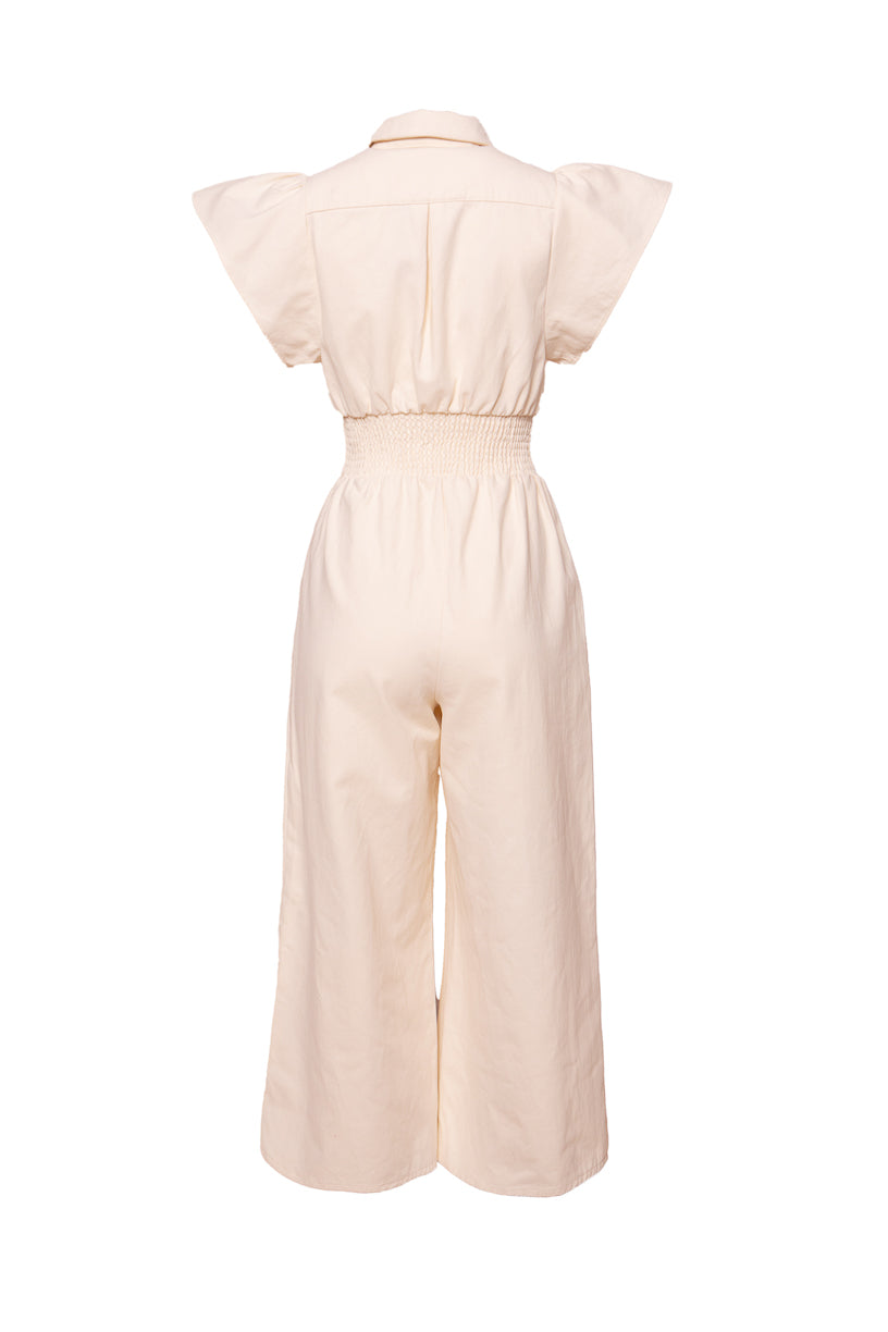 Betsy Women's Cream Jumpsuit - Comfortable & Stylish One-Piece Outfit for Casual Wear, Work, or Evening Events - FINAL SALE