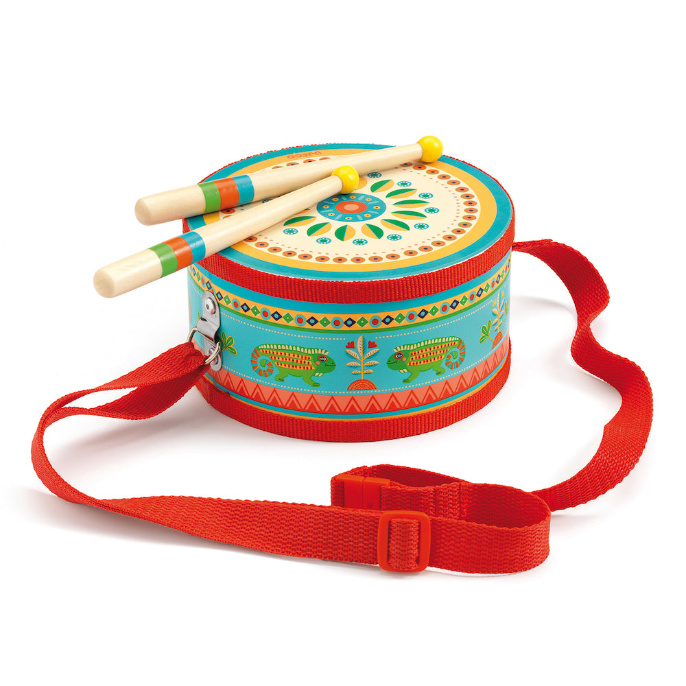 Djeco Animambo Hand Drum - Colorful Wooden Musical Instrument for Kids - Perfect for Playtime, Music Education & Sensory Development