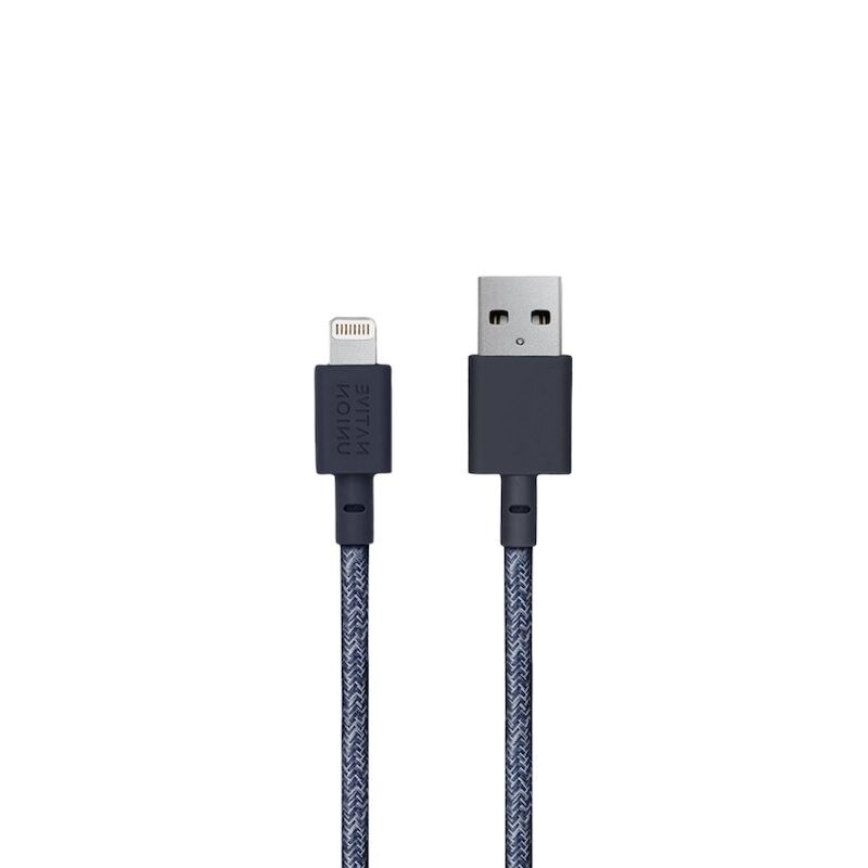 Native Union Belt Lightning Cable 1.2m (4ft) - Durable Braided USB Charging Cord for iPhone - Blue | Perfect for Home, Office & Travel Charging