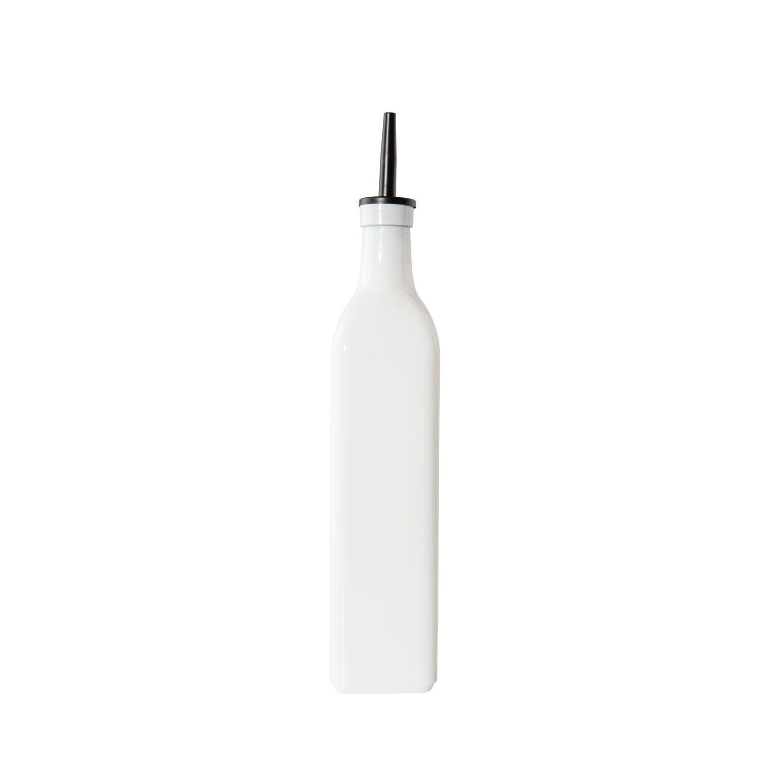 Premium White Oil & Vinegar Glass Bottles Set with Bamboo Tray - 500ml Capacity - Perfect for Kitchen, Dining Table & Gift Giving