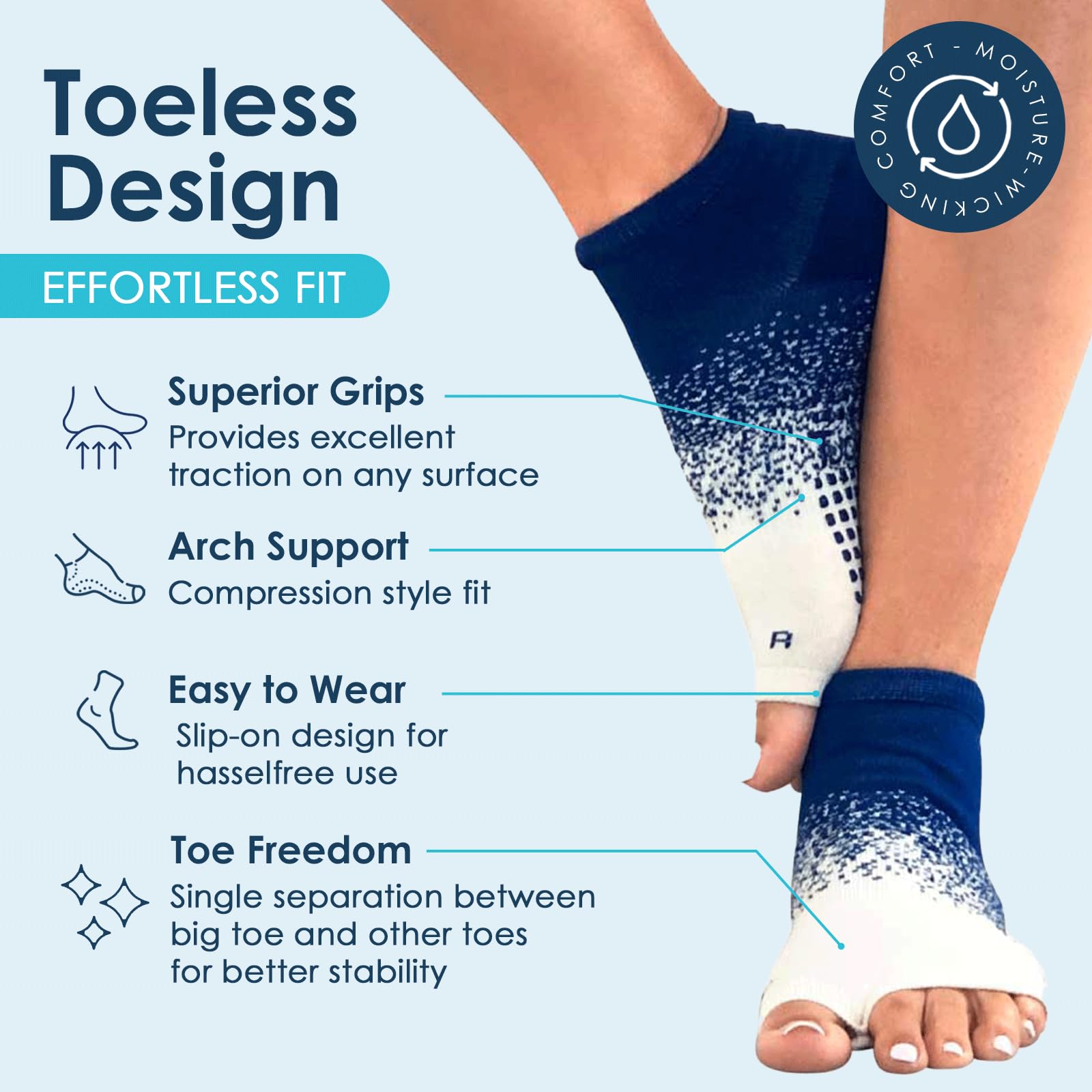 Non-Slip Toeless Yoga Socks for Women with Grips - Tucketts Anklet Pilates & Barre Socks (Size 5-13) - Perfect for Yoga, Pilates, Barre & Home Workouts