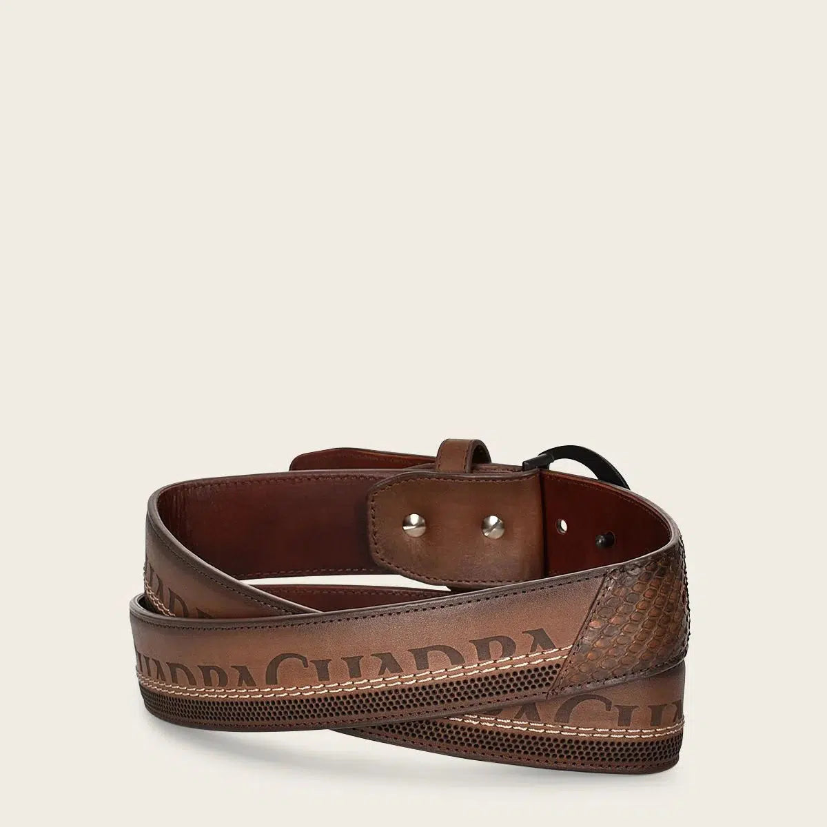 CS551PI Genuine Python Skin Belt for Men - Western Style Casual Brown Leather Belt - Perfect for Cowboy Boots, Jeans & Western Outfits