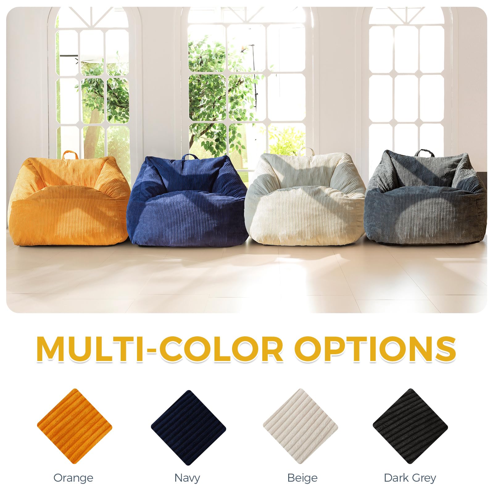 MAXYOYO Bean Bag Chair with Handle - Portable Floor Sofa for Teens, Gaming, Reading & Relaxing - Perfect for Living Room, Bedroom & Dorm Decor