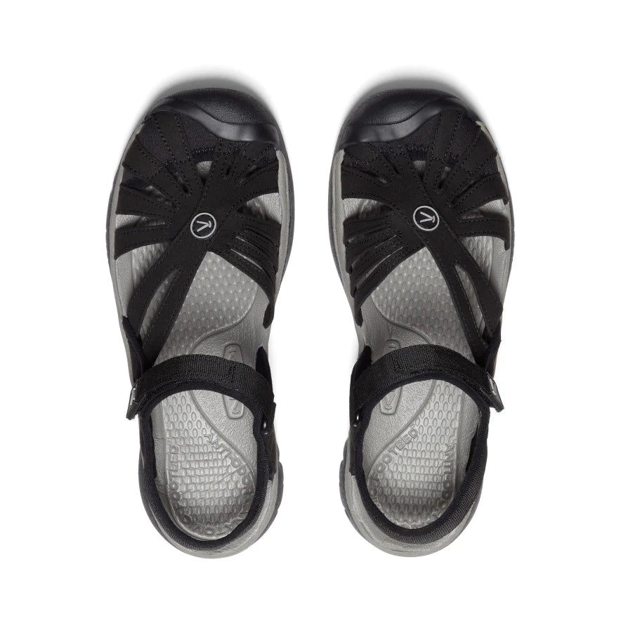 Women's Rose Sandals - Black & Neutral Gray | Comfortable Summer Flip Flops for Beach, Pool & Casual Outings