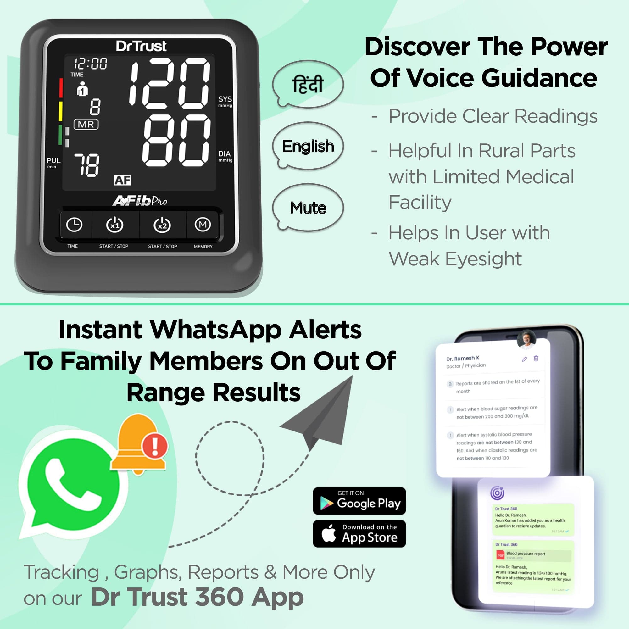 Dr Trust USA Afib Talk Atrial Fibrillation Blood Pressure Monitor - Accurate Digital BP Machine with Irregular Heartbeat Detection for Home Use (Model 104) - Perfect for Seniors & Heart Health Monitoring