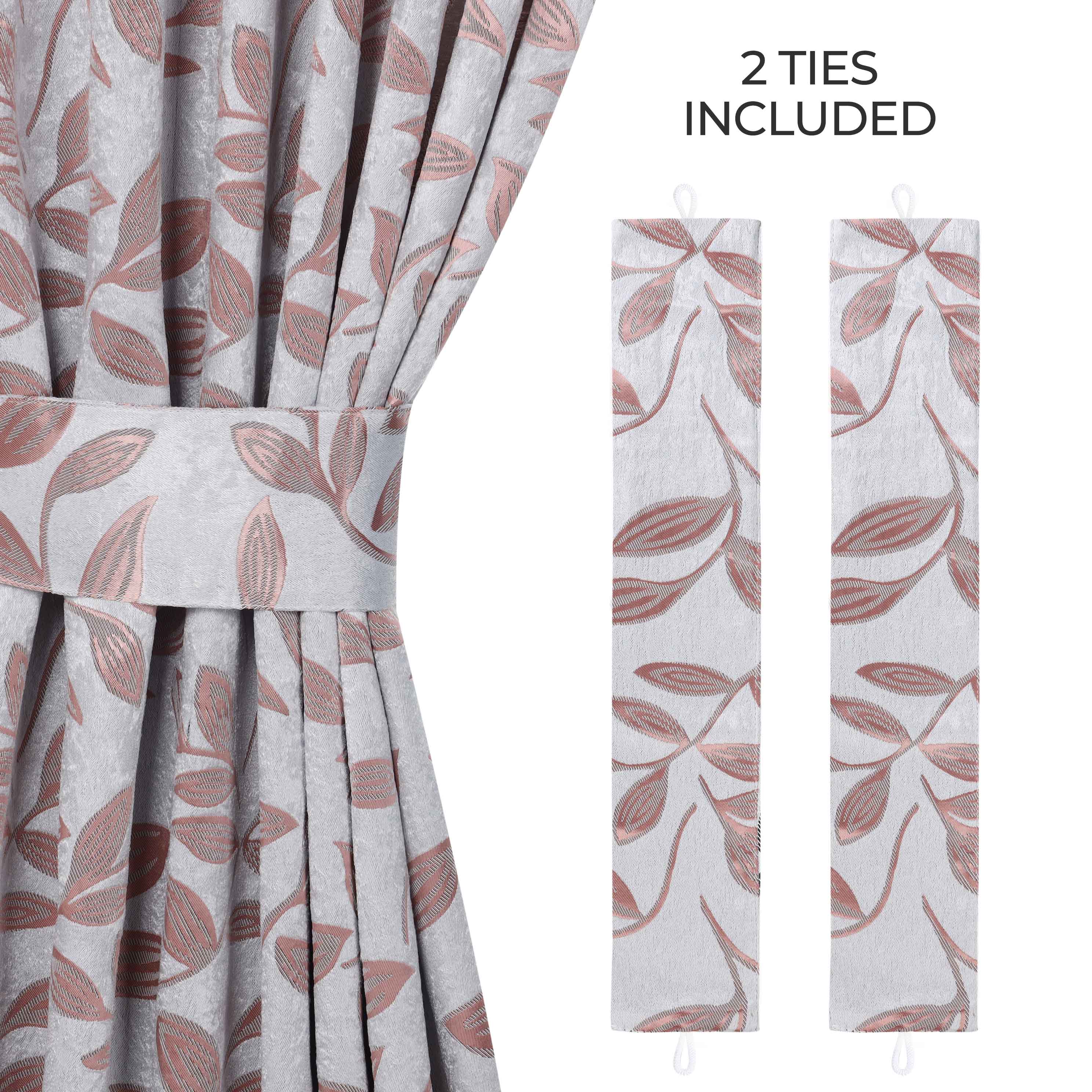 Blackout Curtains for Bedroom - Set of 2 Panels, 100% Room Darkening Thermal Insulated Drapes with Leaves Pattern - Perfect for Nursery, Home Theater & Light Sleepers