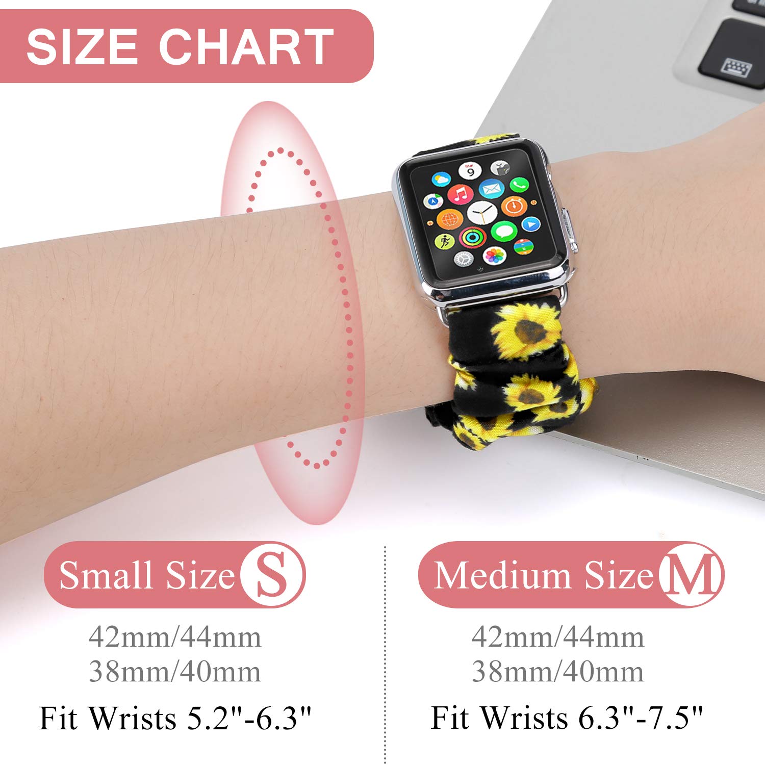Scrunchie Watch Bands for Women - Soft Elastic Replacement Wristband Compatible with Apple Watch Series 10/9/8/7/6/5/4/3/2/1/SE (38mm 40mm 41mm 42mm 44mm 45mm 46mm 49mm Ultra) - Stylish & Comfortable iWatch Accessory for Workout, Yoga, Running & Everyday Wear