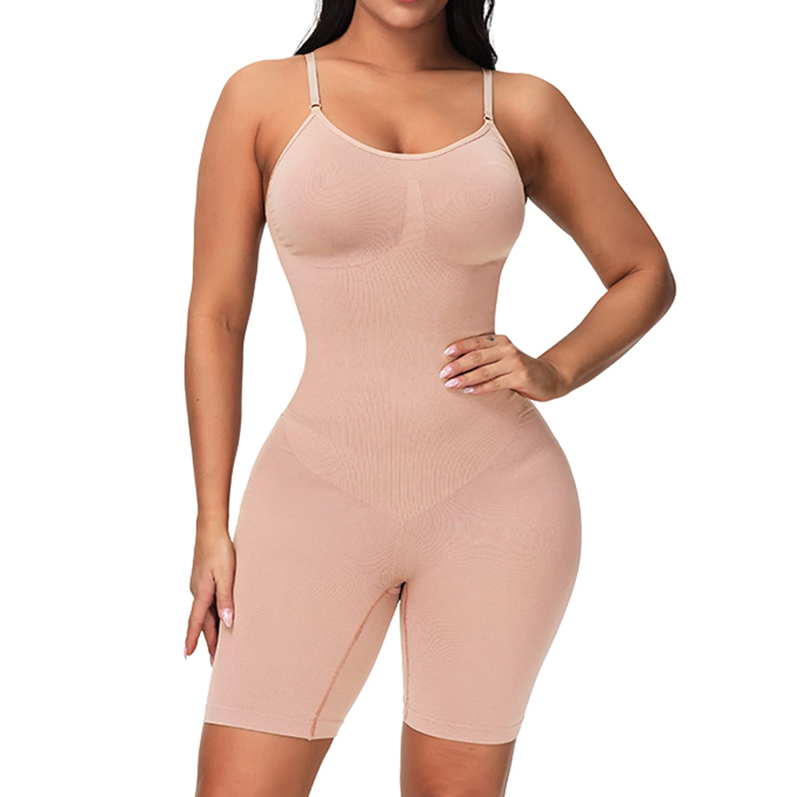 Sexy Pink Bodysuit for Women - Slimming Shapewear Jumpsuit with Built-in Bra & Belly Control - Perfect for Date Night, Club Wear & Body Shaping Under Dresses