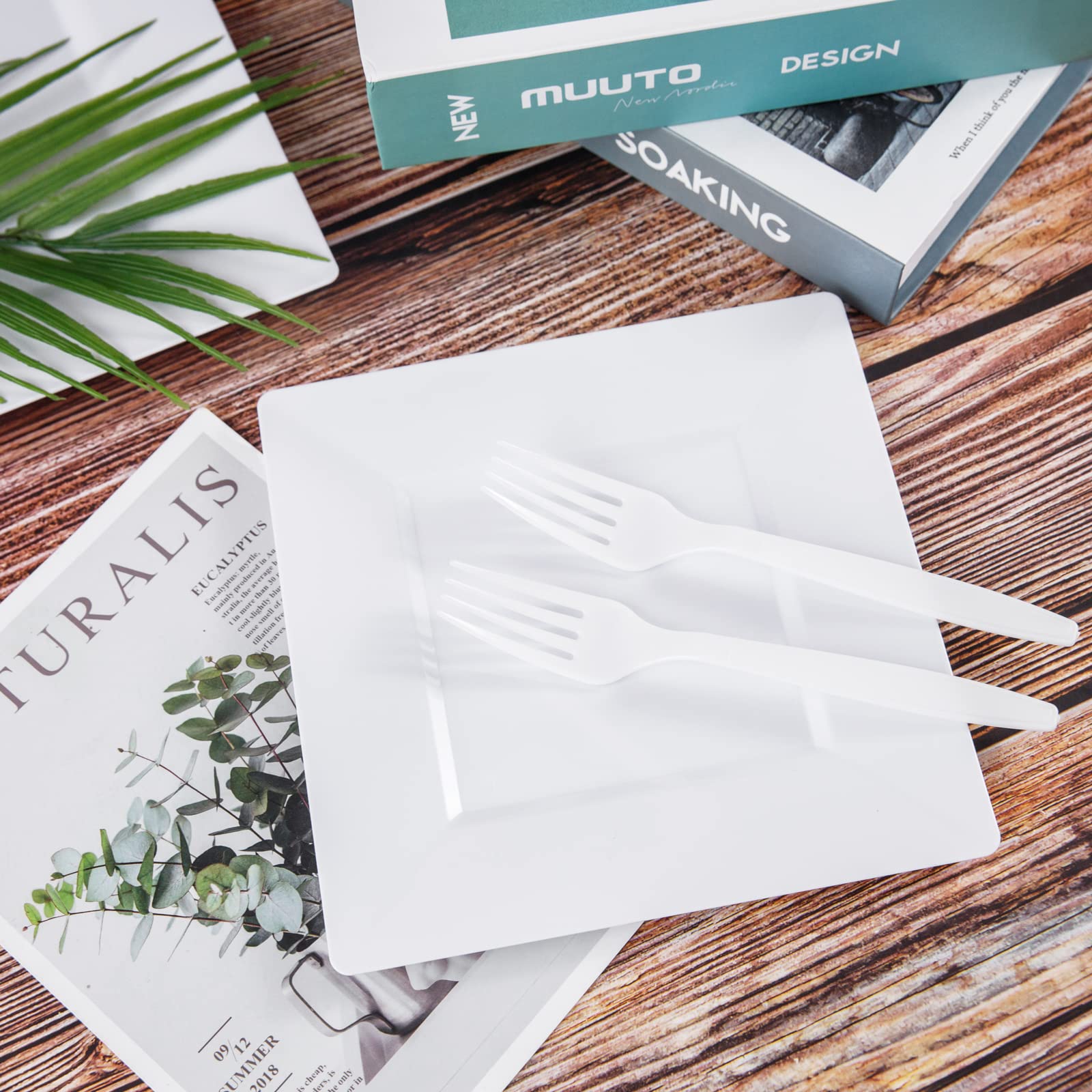 Liacere 360-Pack Heavy Duty White Plastic Forks - 6.7 Inch Disposable Cutlery for Parties, Picnics, BBQs, Catering & Restaurants - Durable Eco-Friendly Plastic Utensils Bulk Pack