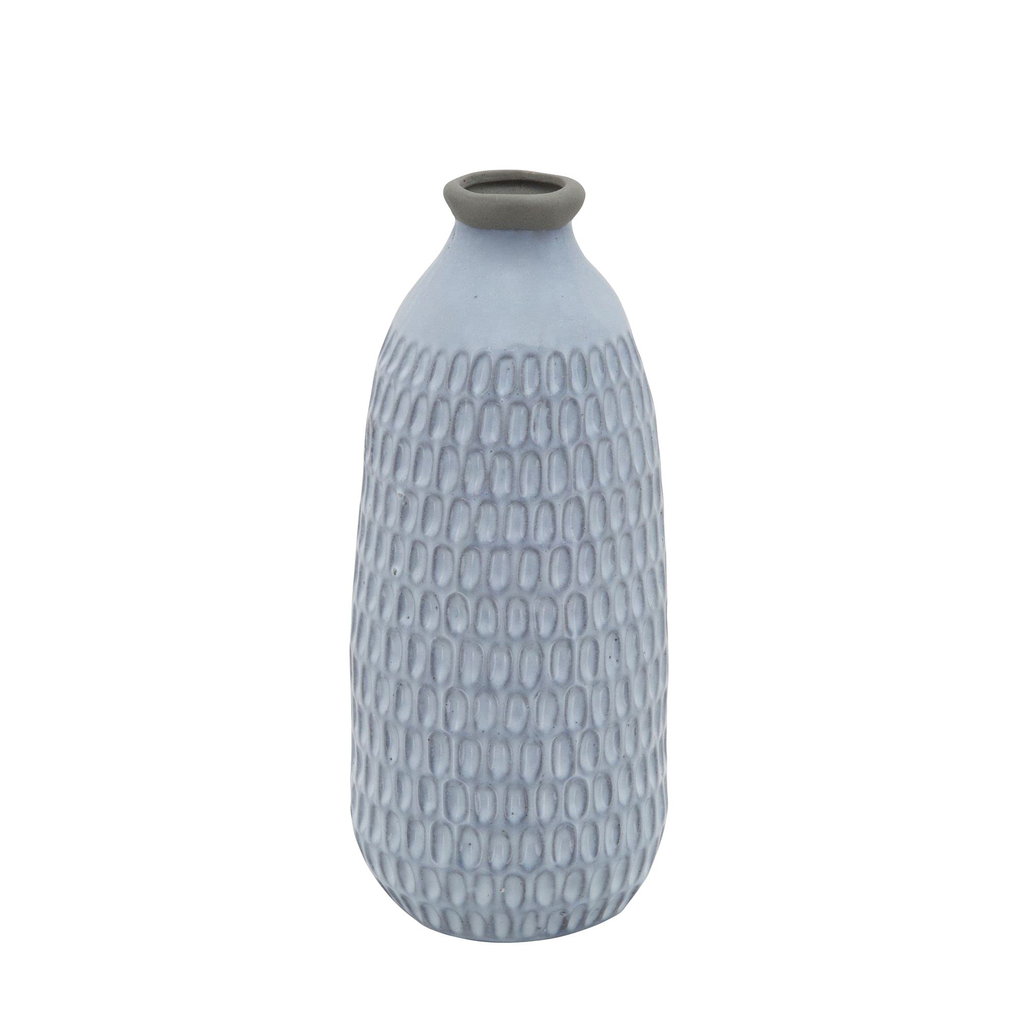 Kingston Living 12.25-Inch Blue and Gray Ceramic Organic Dimpled Vase - Perfect for Home Decor, Wedding Centerpieces & Floral Arrangements