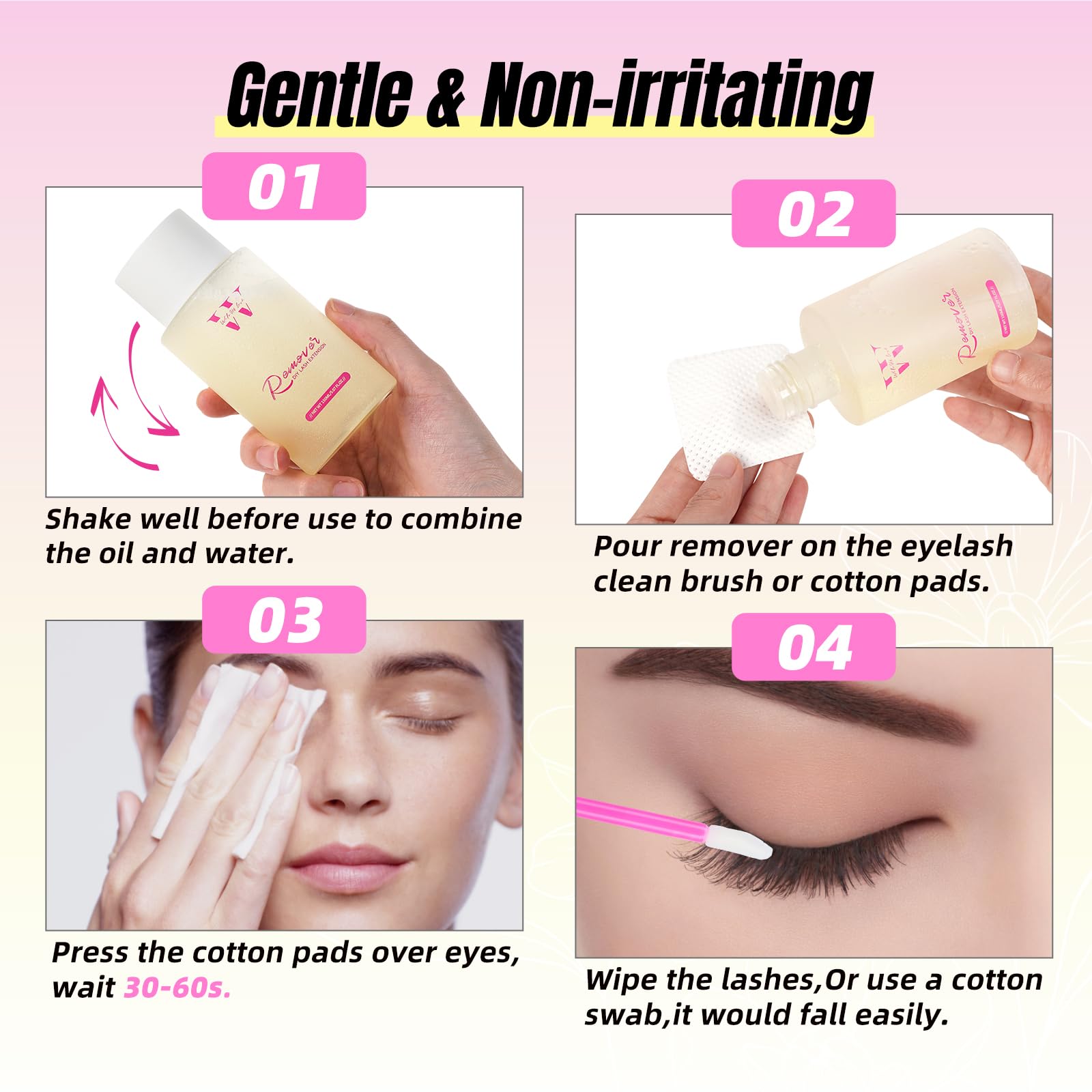 Gentle & Low-Irritation Eyelash Extension Remover - Safe Lash Adhesive Glue Dissolver for Cluster & Self-Adhesive Lashes - Beginner-Friendly 150ml Home Use (Perfect for DIY Lash Removal & Salon-Quality Results at Home)