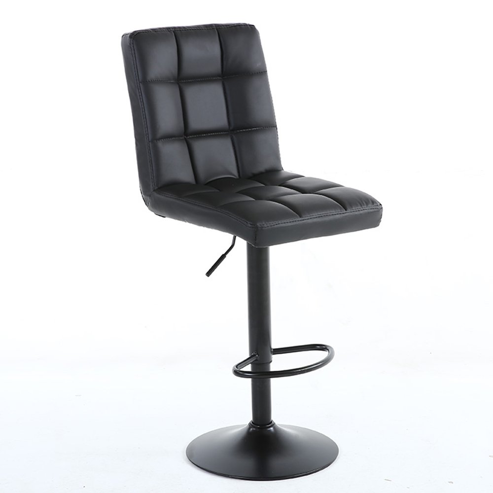 Heavy Duty Iron Swivel Bar Stool - Adjustable Height Counter Stool for Kitchen, Salon, Office & Home Use - Black Industrial Style Bar Chair - Perfect for Makeup, Cashier & Dining (Black)