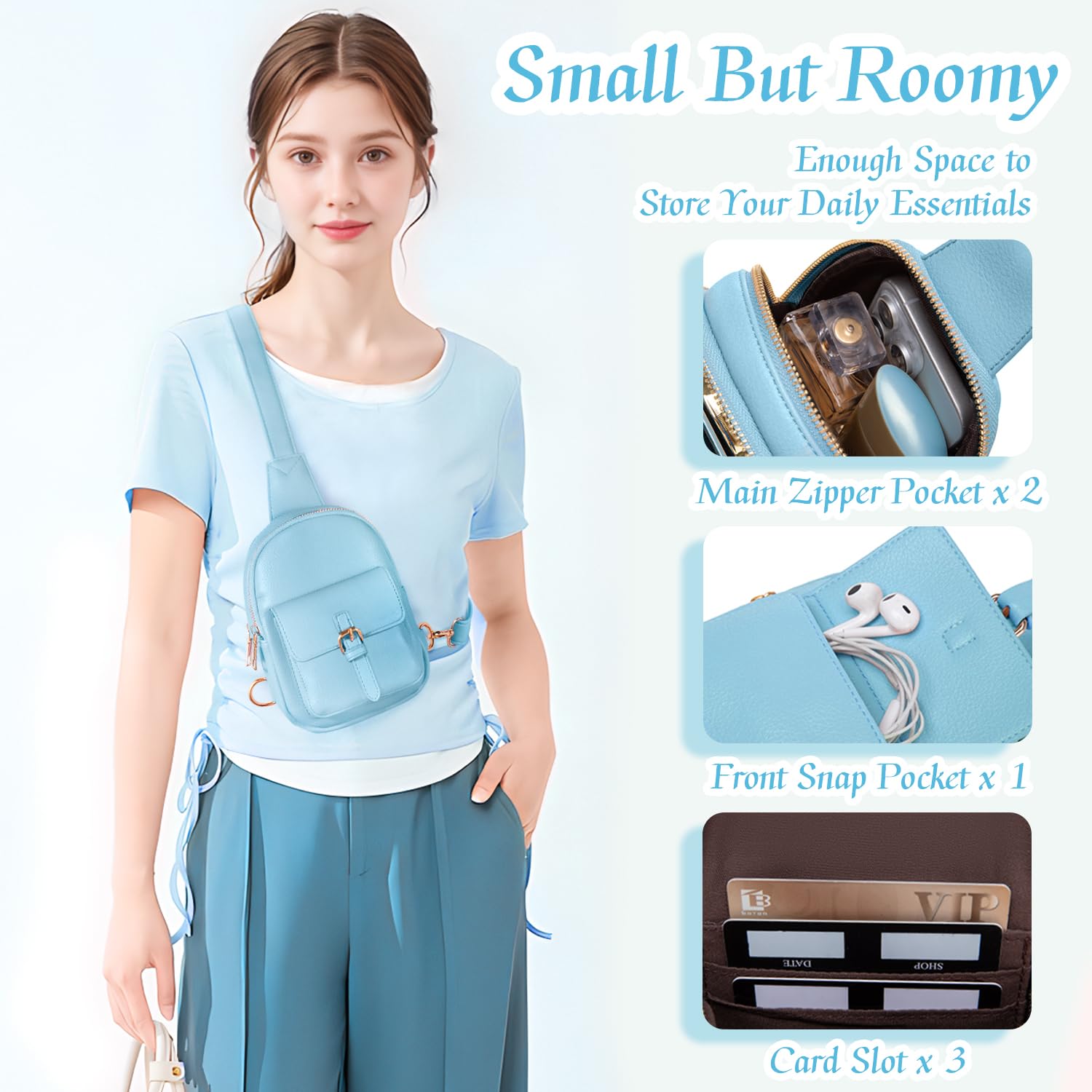 Stylish Vegan Leather Sling Bag for Women & Girls - Crossbody Fanny Pack with 3 Pockets | Perfect Gift for Teens | Ideal for Travel, Shopping & Everyday Use