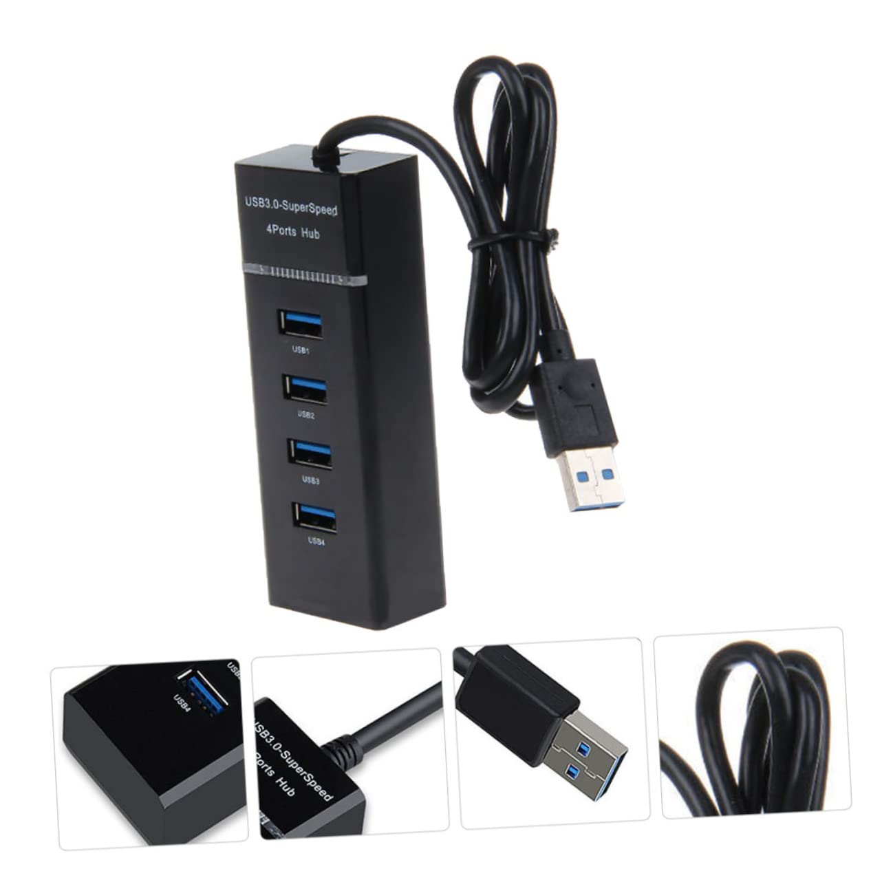 KONTONTY USB 3.0 Hub 4-Port Adapter with Fast Data Transfer and Charging - Perfect for Laptop, PC, Mac, Gaming & Home Office Setup