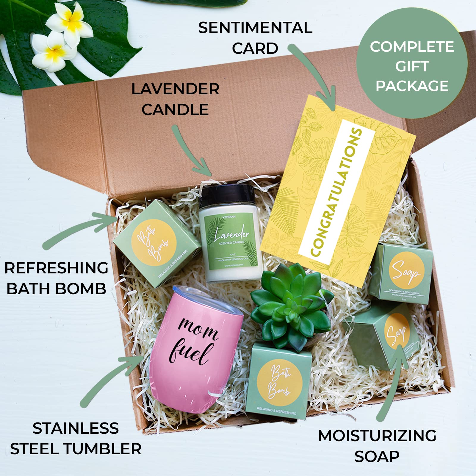 KEDRIAN New Mom Gift Box - Thoughtful Postpartum Care Package for Women, Perfect Push Present for First-Time Moms, Pregnancy & After Birth Essentials - Ideal for Hospital, Home Recovery & Baby Shower Gifts