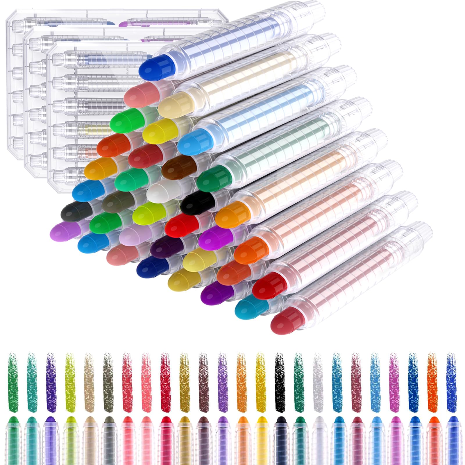 Non-Toxic Washable Dustless Chalk Set for Kids - 36 Vibrant Colors with Holder | Safe Outdoor Sidewalk Art, Classroom Drawing & Back to School Gift for Children