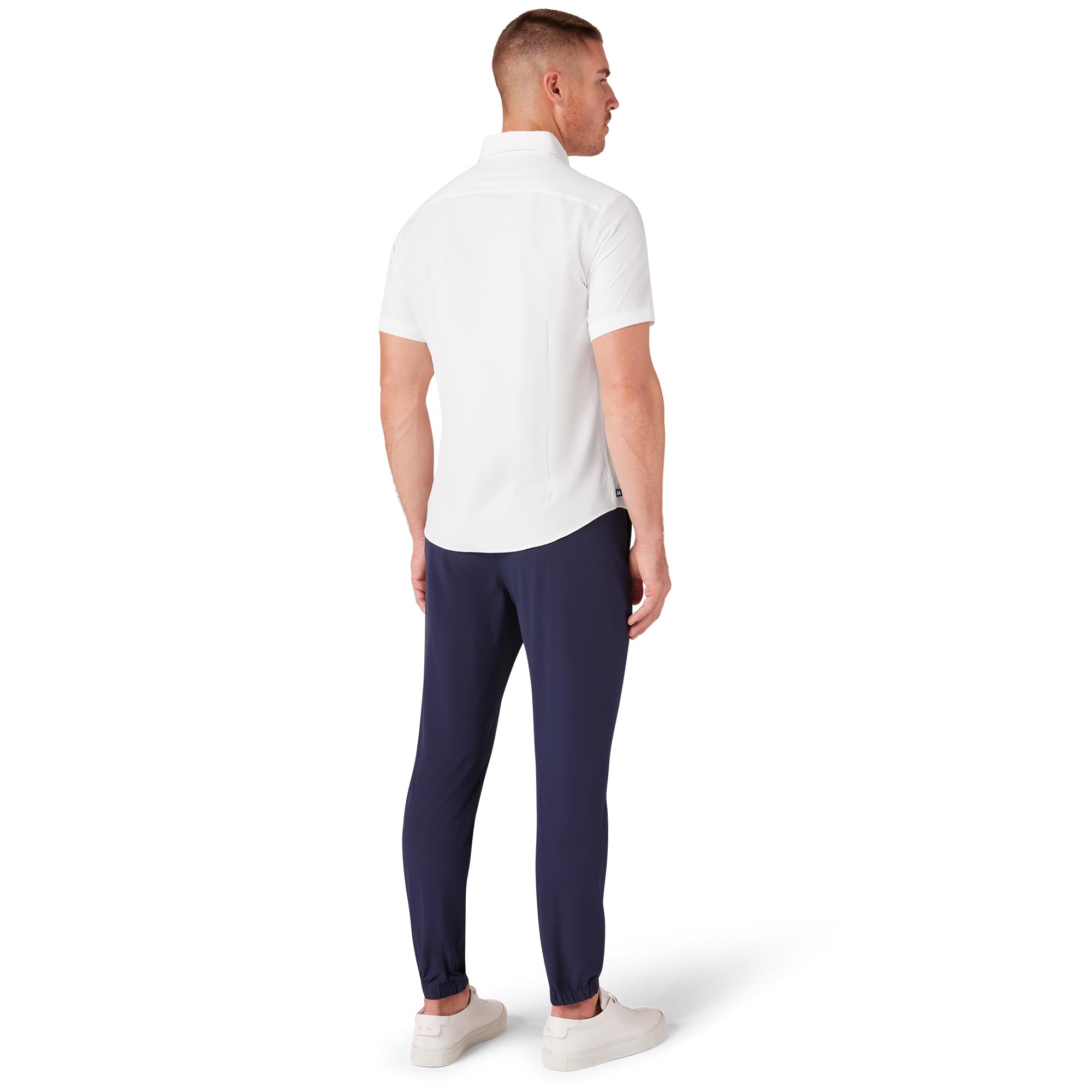 Mizzen+Main Leeward Wrinkle-Resistant Short-Sleeve Performance Dress Shirt for Men - 4-Way Stretch, Trim Fit Button-Up - Perfect for Office, Business Travel & Summer Weddings