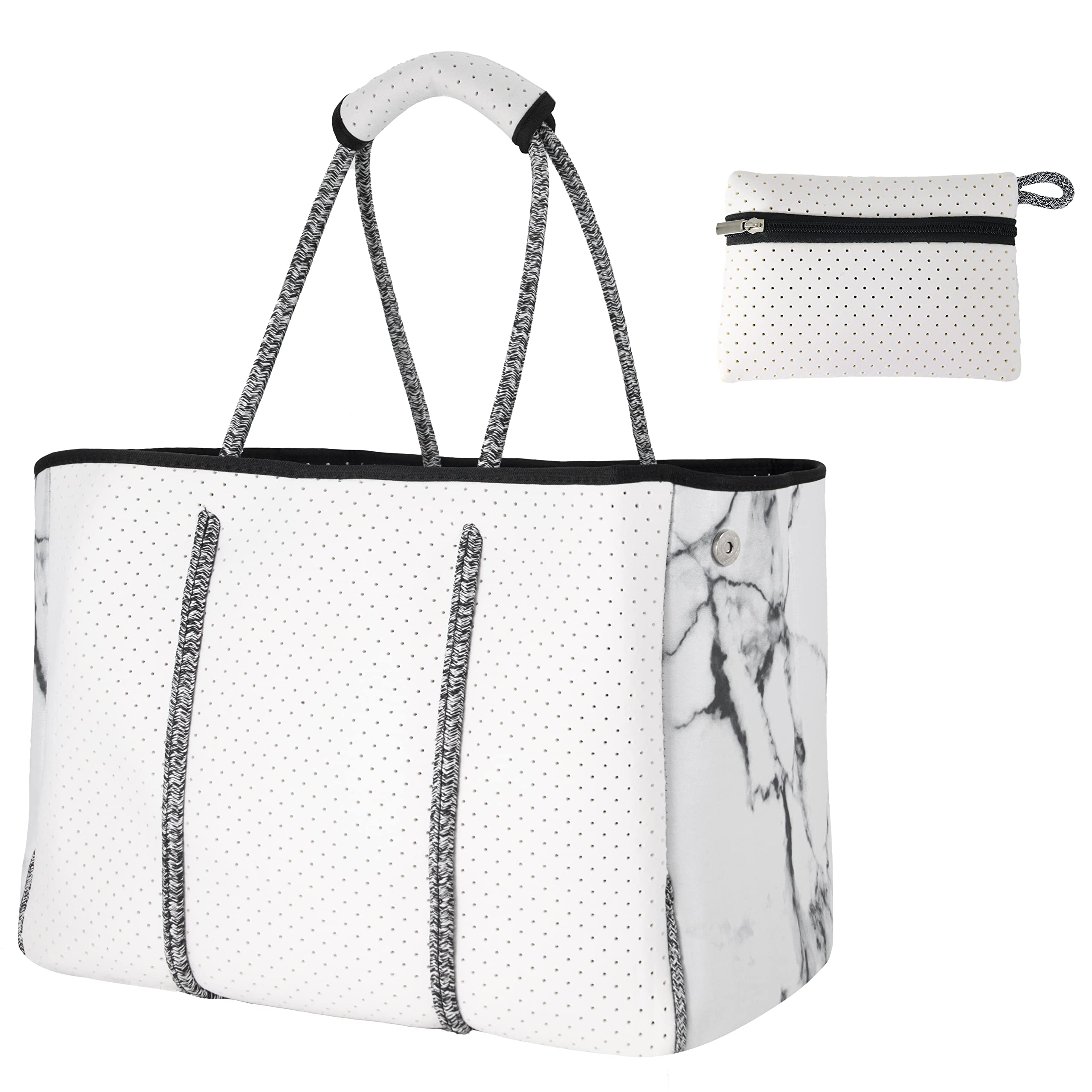 Waterproof Neoprene Tote Bag for Women & Men - Lightweight Beach Shoulder Bag for Summer, Travel, Pool, Gym & Shopping - Durable Reusable Grocery Bag