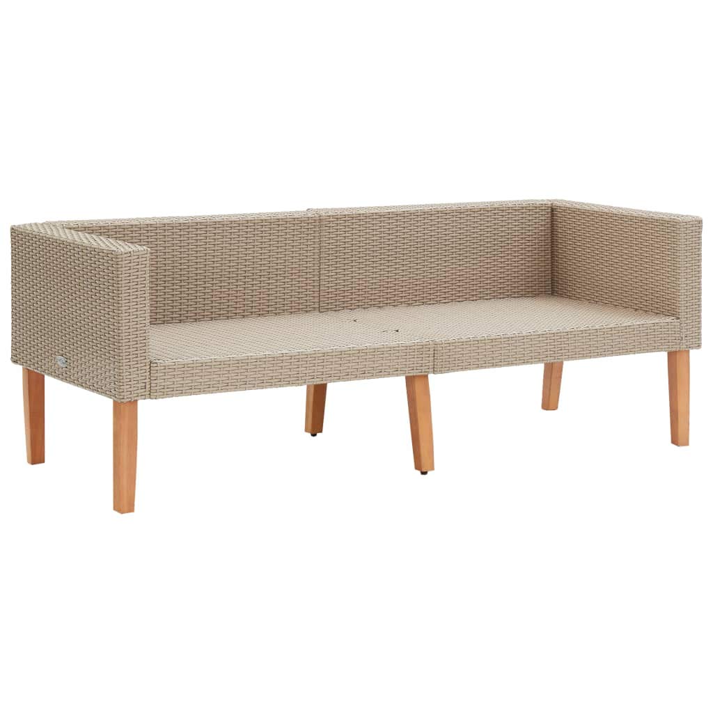 Outdoor Patio Furniture Set - 2-Seater Sectional Sofa with Cushions, Poly Rattan Beige - Perfect for Backyard, Garden, Poolside & Outdoor Dining