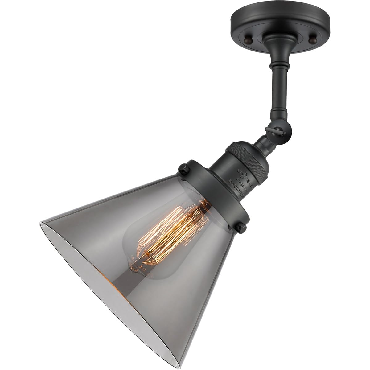 Innovations 201F-BK-G43-LED Modern LED Semi-Flush Mount Ceiling Light Fixture - Energy Efficient Lighting for Bedroom, Kitchen & Hallway