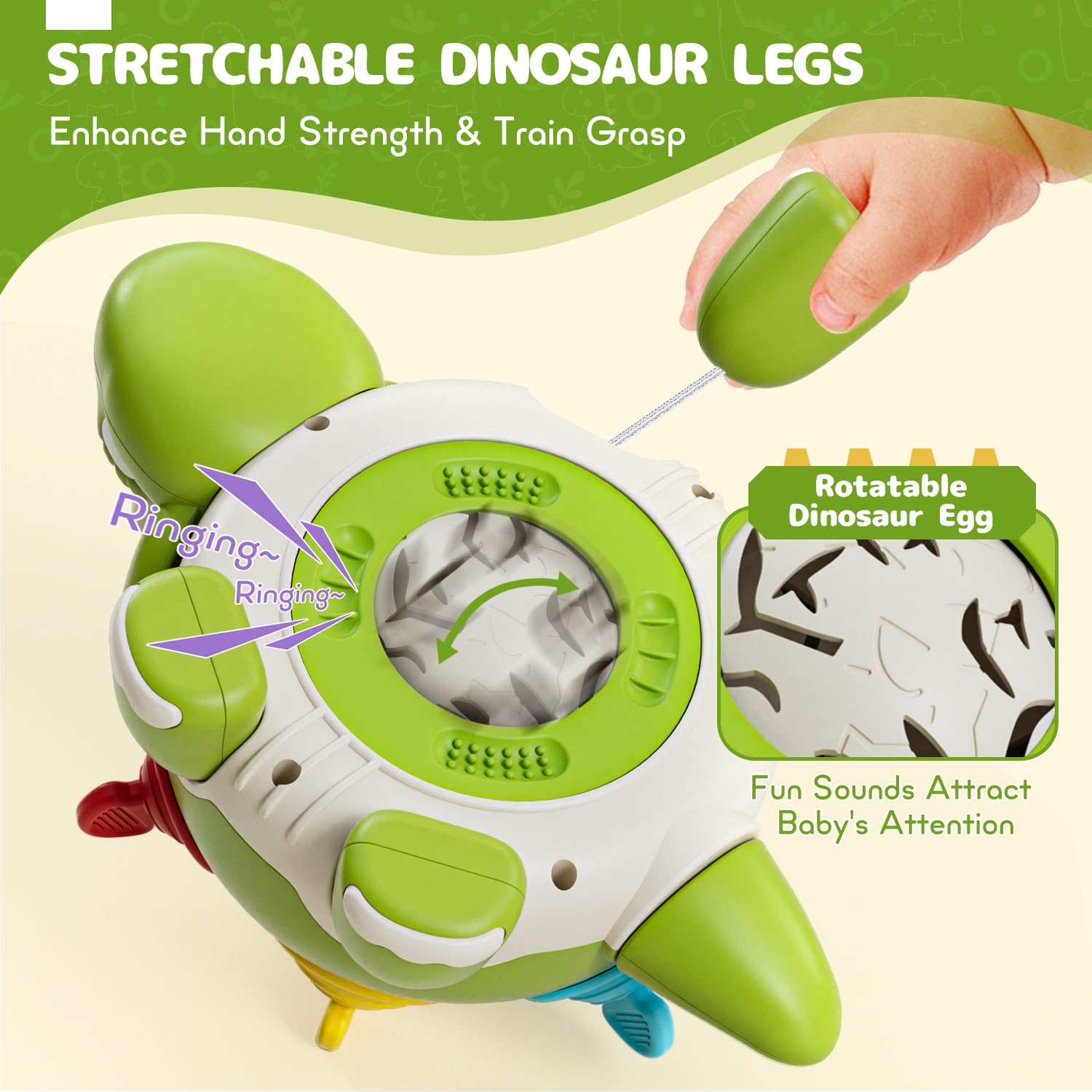 Montessori Dinosaur Toys for 1 Year Old Boys & Girls - Sensory Travel & Educational Developmental Toys - Perfect 1st Birthday Gift & Stocking Stuffer for 12 Month Old Babies - Great for Learning, Travel & Early Childhood Development