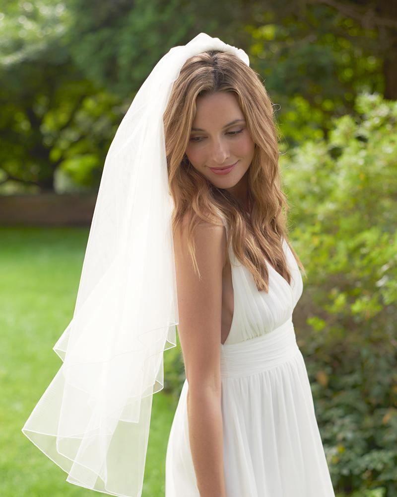 2 Layer Pencil Edge Veil - Thin & Lightweight Bridal Face Cover for Wedding Ceremony - Perfect for Church, Beach, and Outdoor Weddings