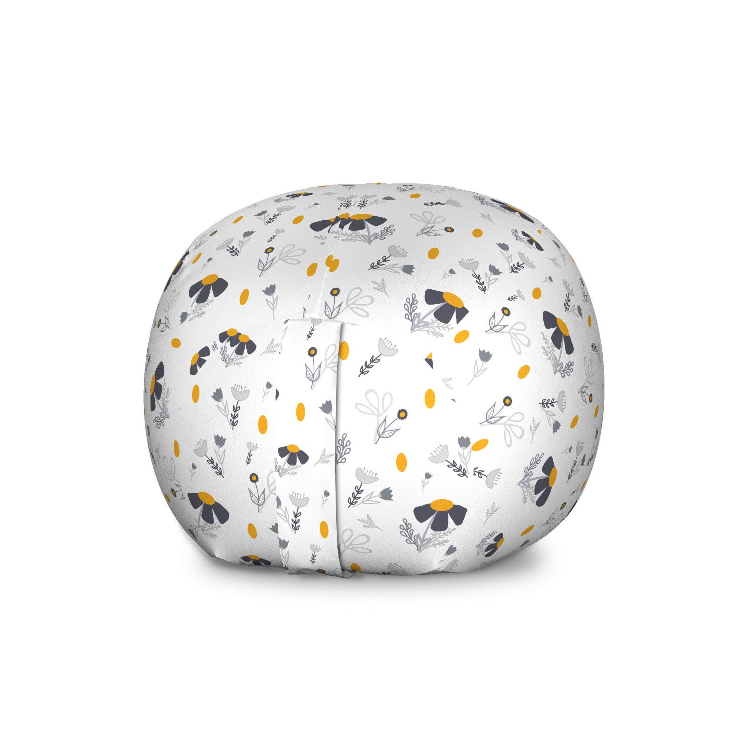 Ambesonne Floral Toy Storage Bag Chair - Large Washable Stuffed Animal Organizer with Modern Spring Flower Pattern - Perfect for Kids' Room, Nursery, and Playroom Organization (Marigold White)