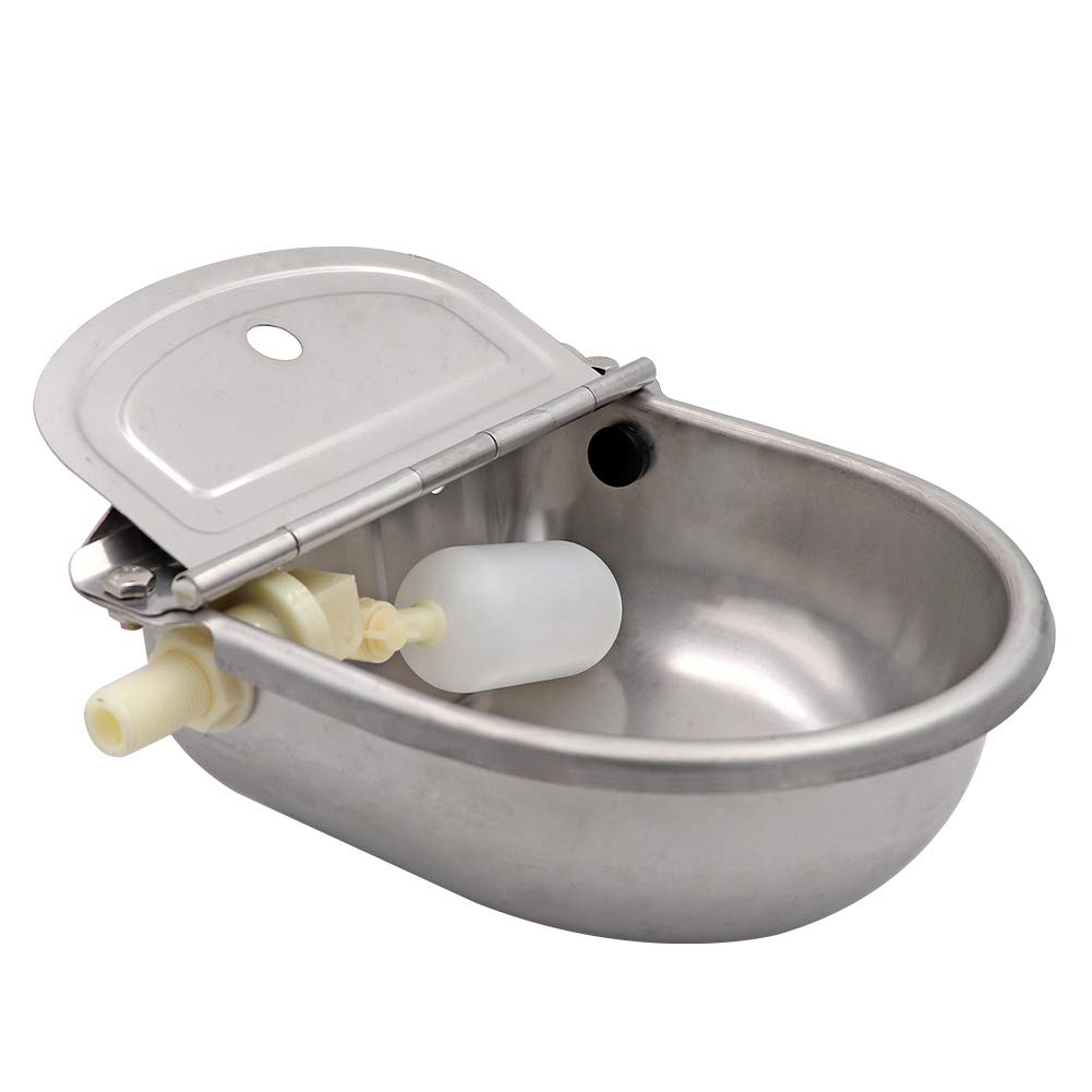 Automatic Stainless Steel Water Bowl with Float Valve - Livestock Water Trough for Dogs, Goats, Pigs - Durable Pet & Farm Animal Waterer for Outdoor, Barn, Pasture Use