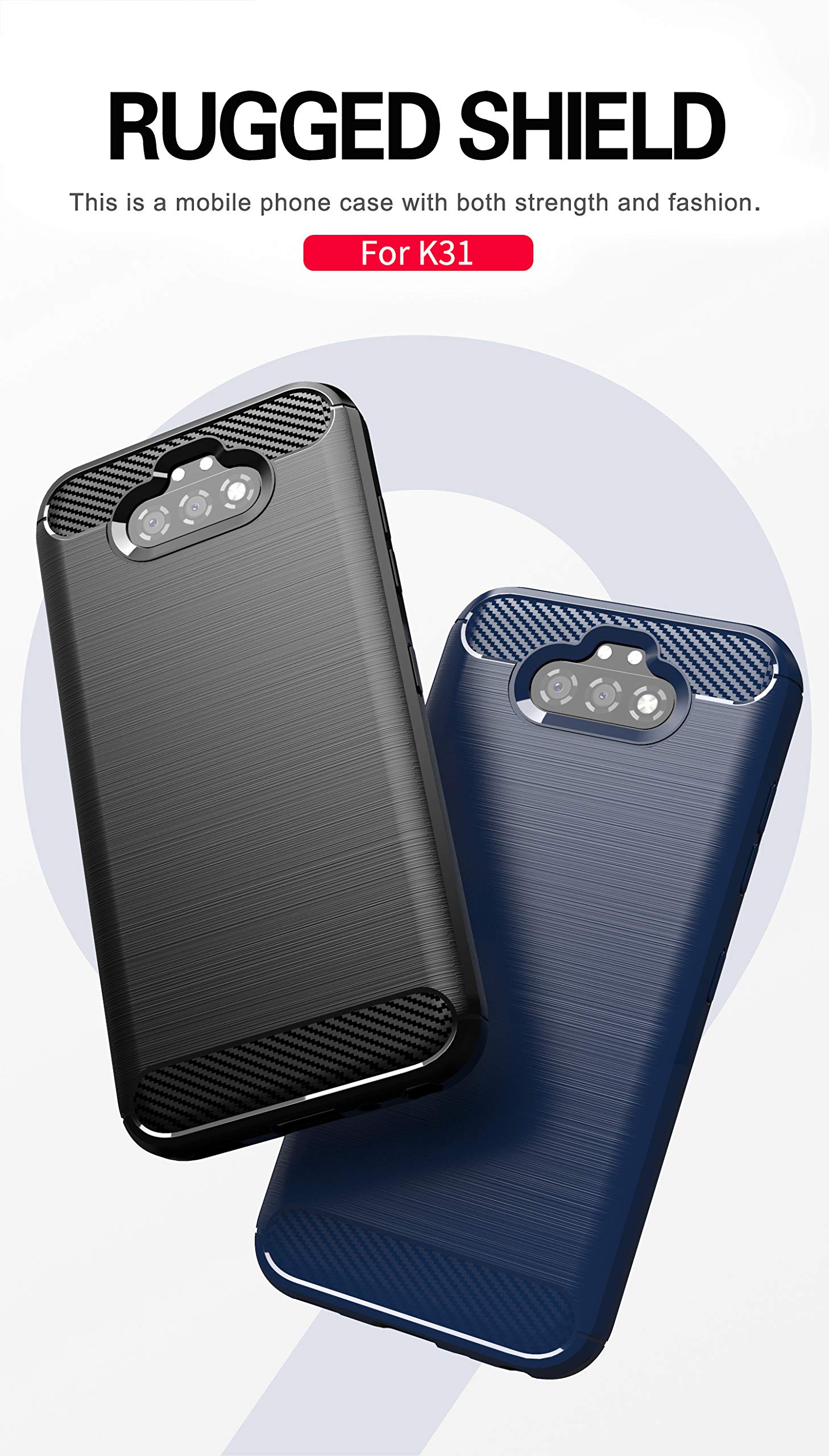 ASUWISH Tempered Glass Screen Protector & Silicone Phone Case for LG K31/Phoenix 5/Fortune 3/Risio 4 - Navy Blue Slim Soft Rubber Cover for Men & Women - Perfect for Everyday Protection & Style